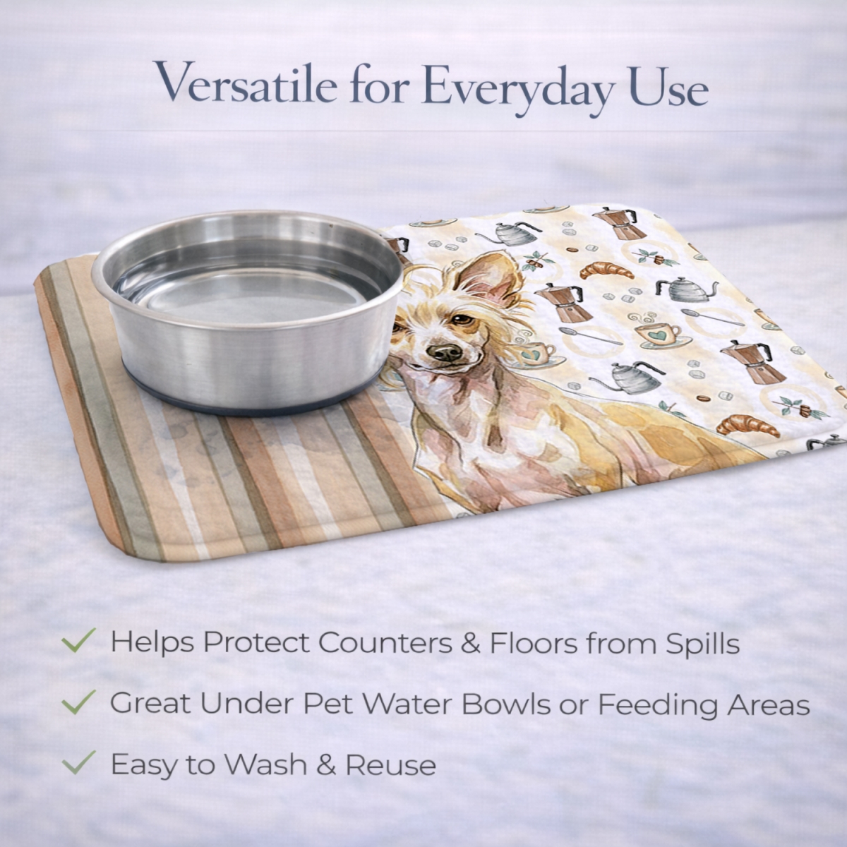Picture of Carolines Treasures WDK7375DDM 21 x 14 in. Hairless Palomino Chinese Crested Coffee Bar Dish Drying Mat