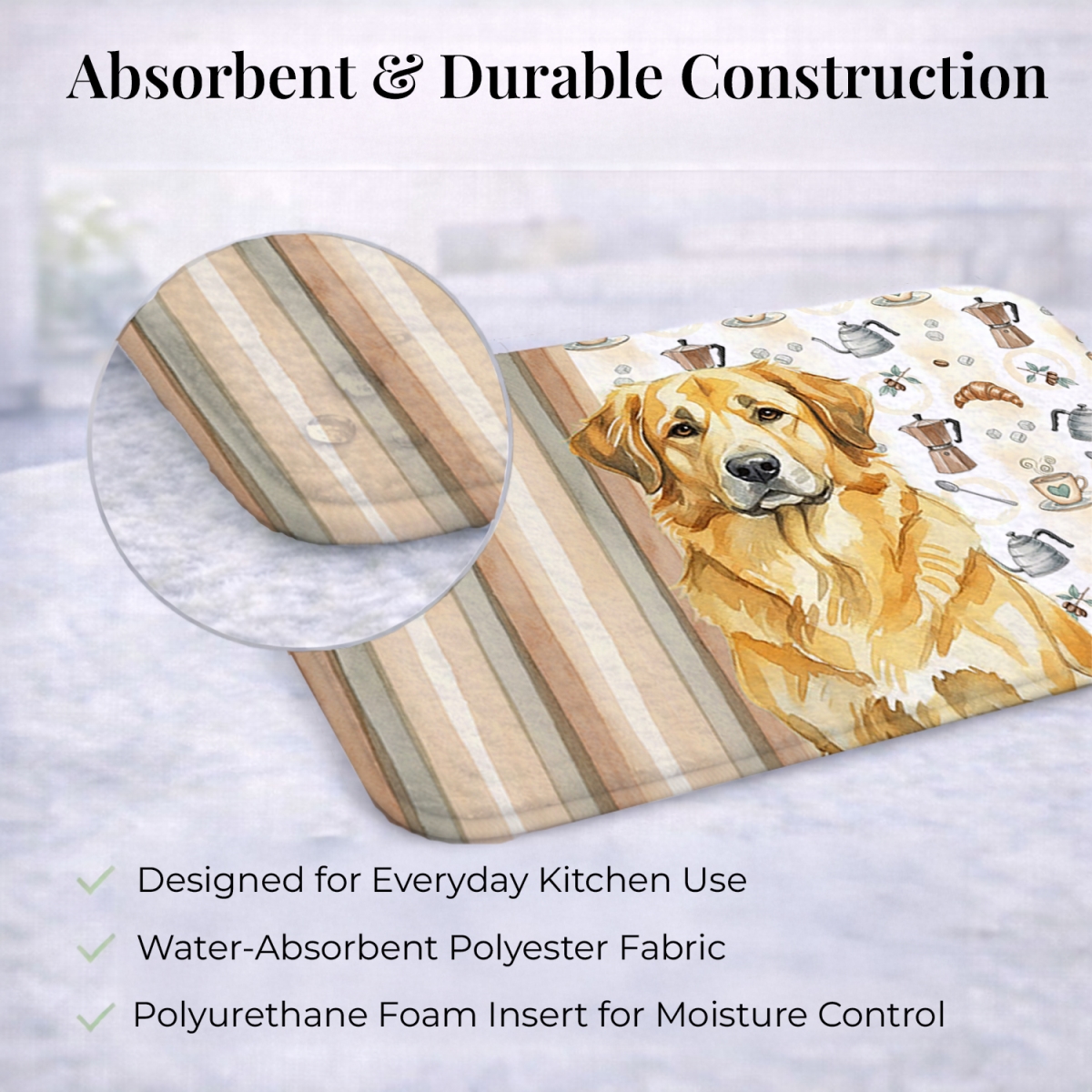 Picture of Carolines Treasures WDK7498DDM 21 x 14 in. Lion Yellow Leonberger Coffee Bar Dish Drying Mat