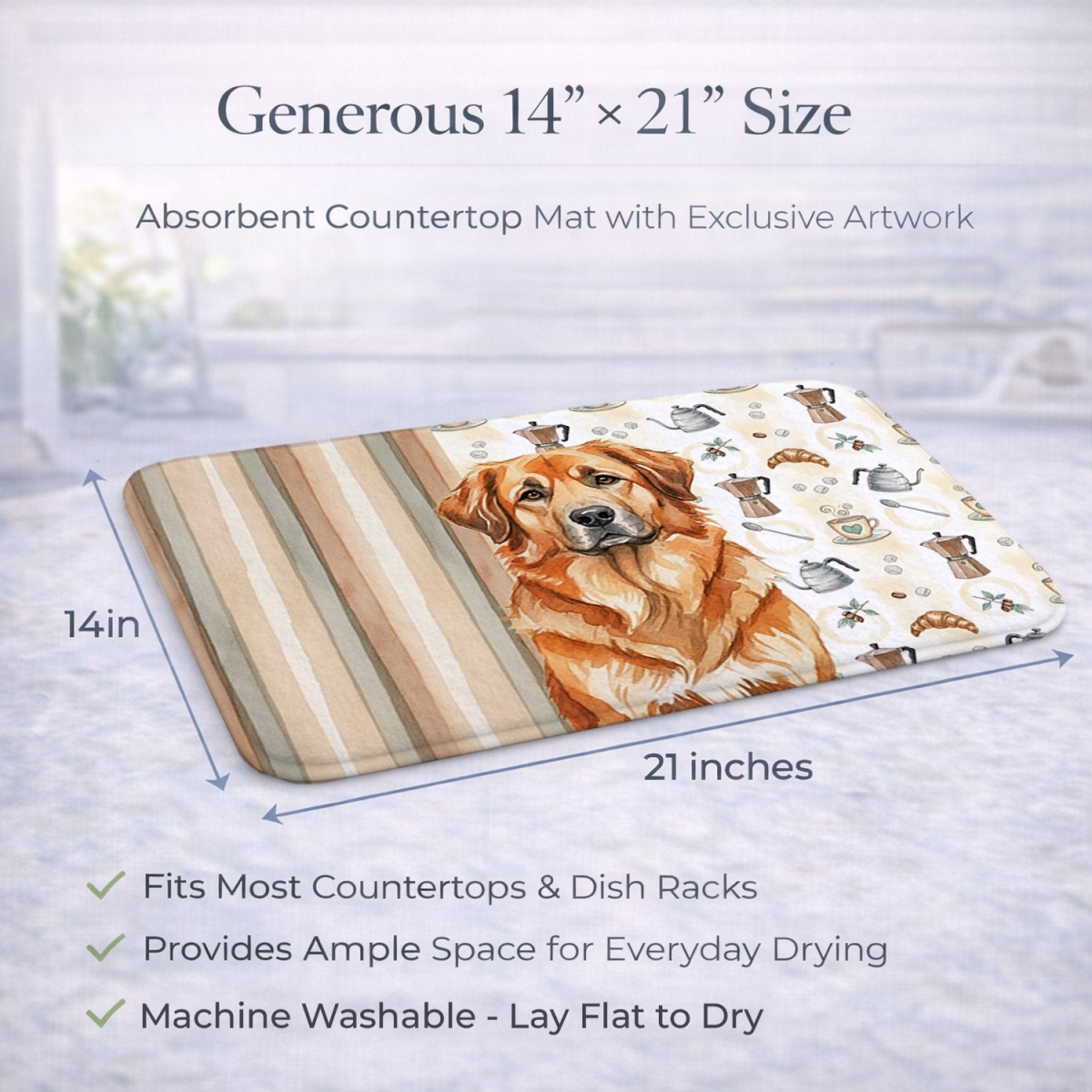 Picture of Carolines Treasures WDK7499DDM 21 x 14 in. Red Leonberger Coffee Bar Dish Drying Mat