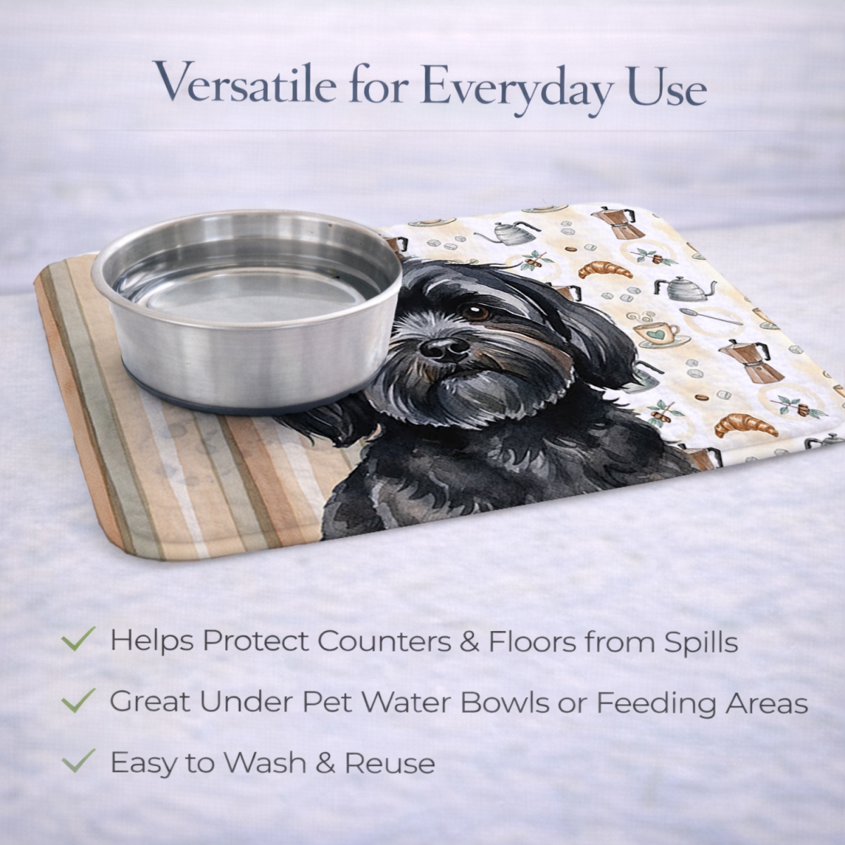 Picture of Carolines Treasures WDK7501DDM 21 x 14 in. Black Lhasa Apso Coffee Bar Dish Drying Mat