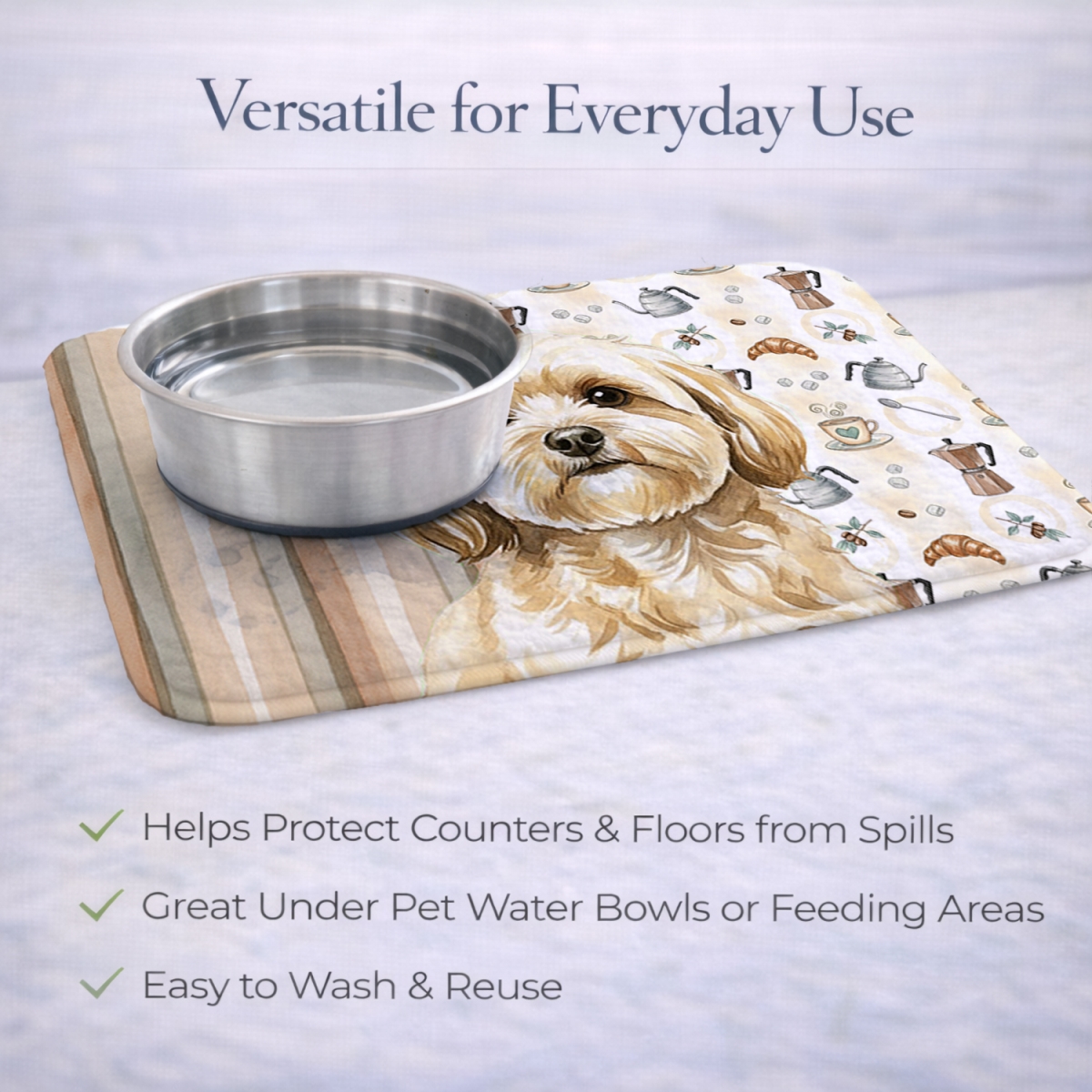 Picture of Carolines Treasures WDK7502DDM 21 x 14 in. Cream Lhasa Apso Coffee Bar Dish Drying Mat