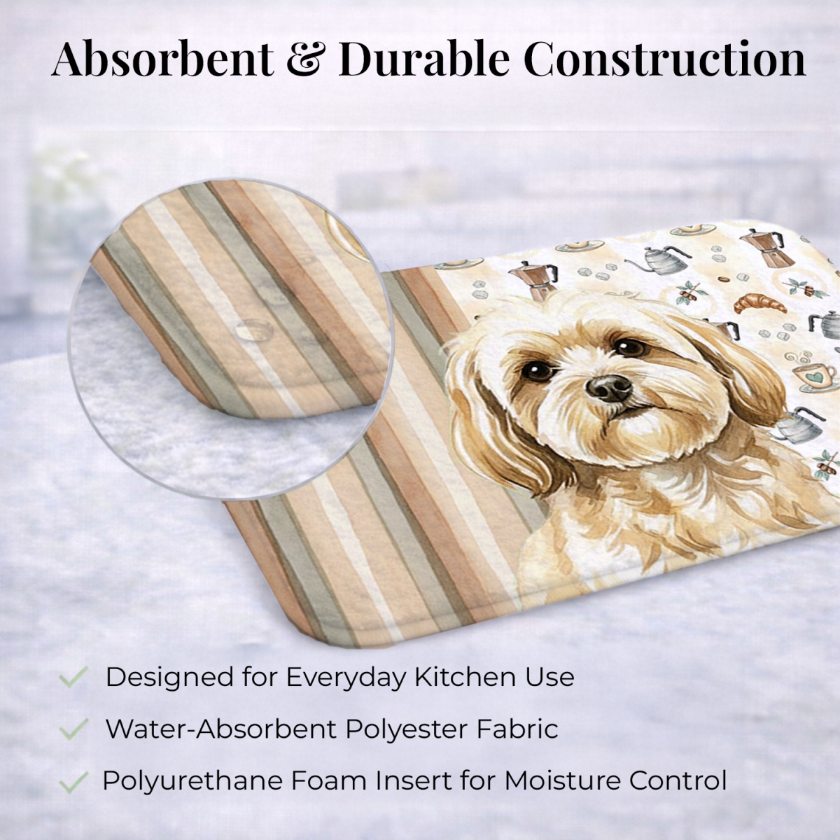 Picture of Carolines Treasures WDK7502DDM 21 x 14 in. Cream Lhasa Apso Coffee Bar Dish Drying Mat
