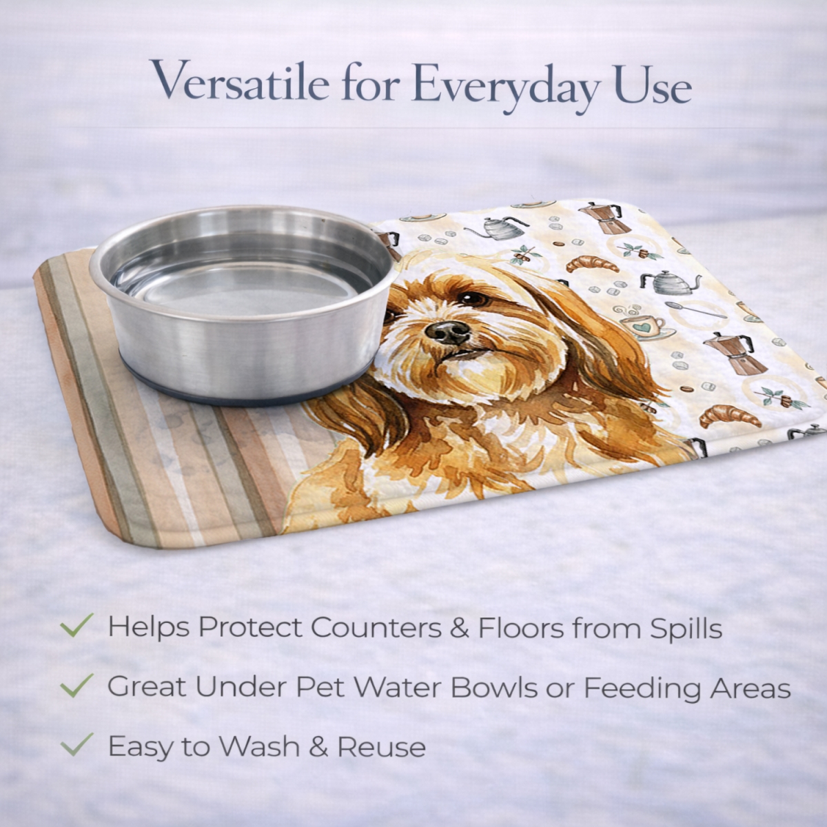 Picture of Carolines Treasures WDK7503DDM 21 x 14 in. Gold Lhasa Apso Coffee Bar Dish Drying Mat