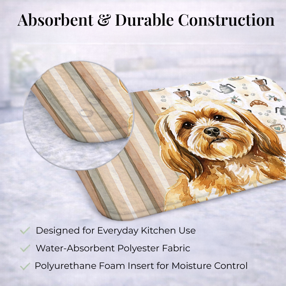 Picture of Carolines Treasures WDK7503DDM 21 x 14 in. Gold Lhasa Apso Coffee Bar Dish Drying Mat