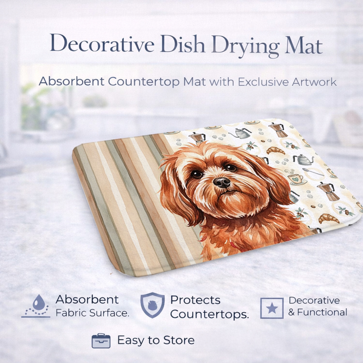 Picture of Carolines Treasures WDK7504DDM 21 x 14 in. Red Lhasa Apso Coffee Bar Dish Drying Mat