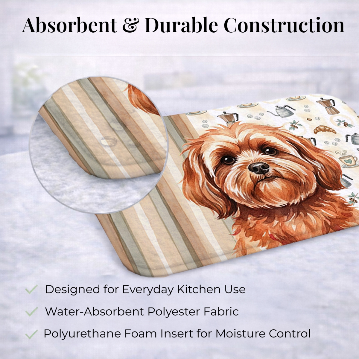 Picture of Carolines Treasures WDK7504DDM 21 x 14 in. Red Lhasa Apso Coffee Bar Dish Drying Mat