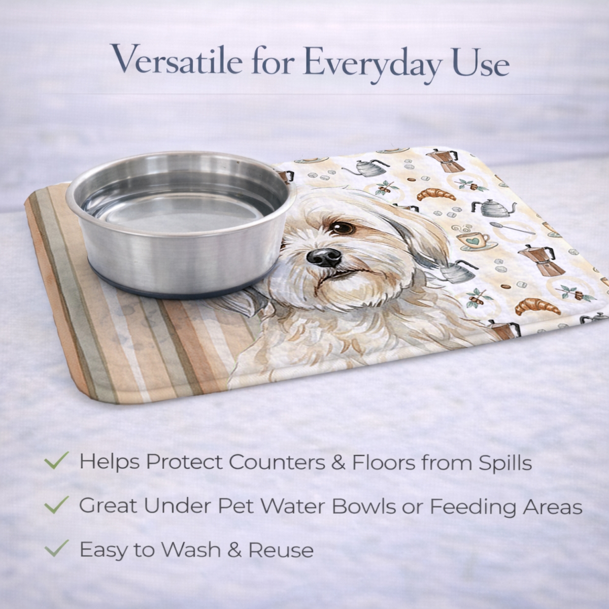 Picture of Carolines Treasures WDK7505DDM 21 x 14 in. White Lhasa Apso Coffee Bar Dish Drying Mat