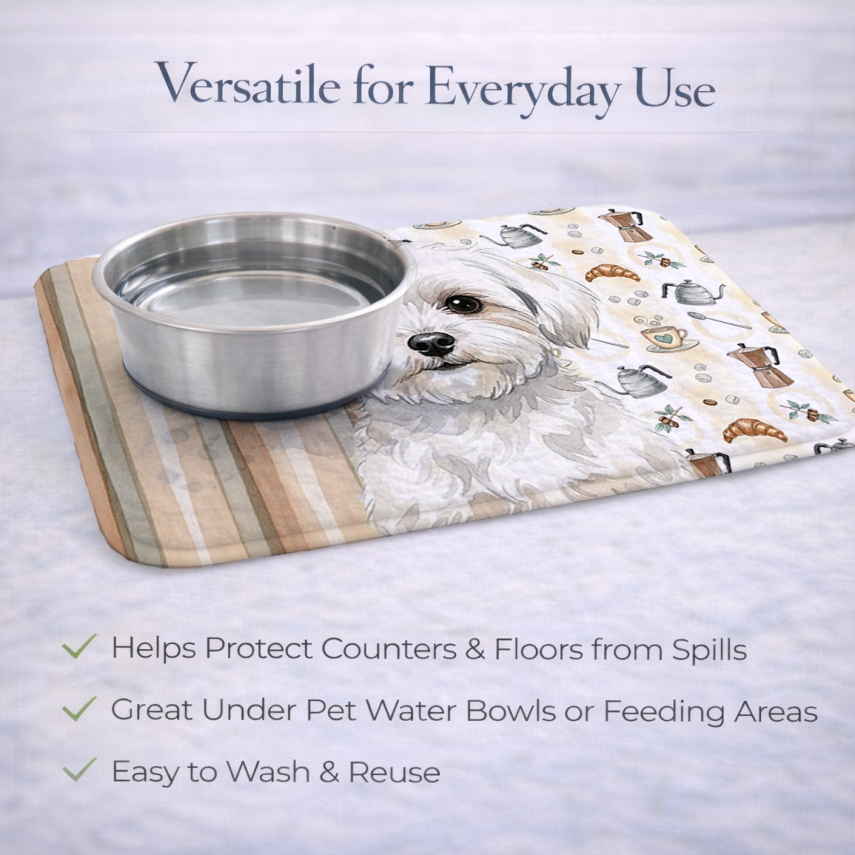 Picture of Carolines Treasures WDK7506DDM 21 x 14 in. Maltese Coffee Bar Dish Drying Mat