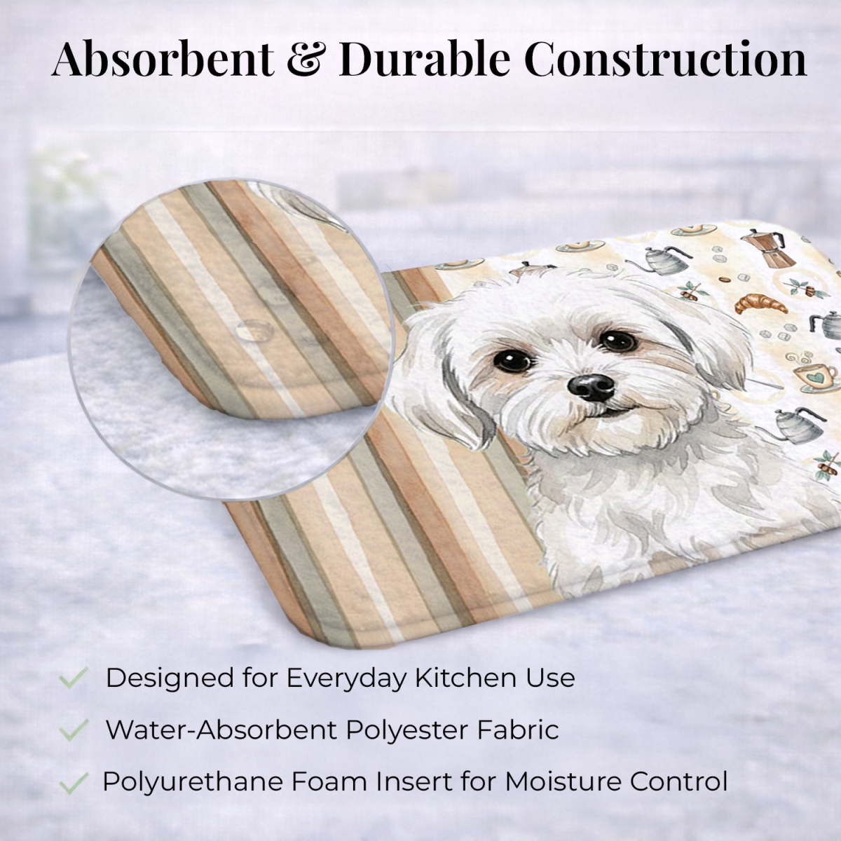 Picture of Carolines Treasures WDK7506DDM 21 x 14 in. Maltese Coffee Bar Dish Drying Mat