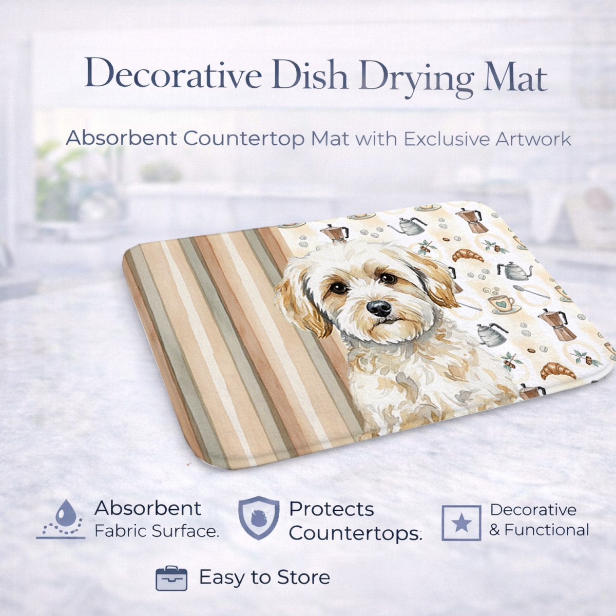 Picture of Carolines Treasures WDK7507DDM 21 x 14 in. Maltipoo Coffee Bar Dish Drying Mat