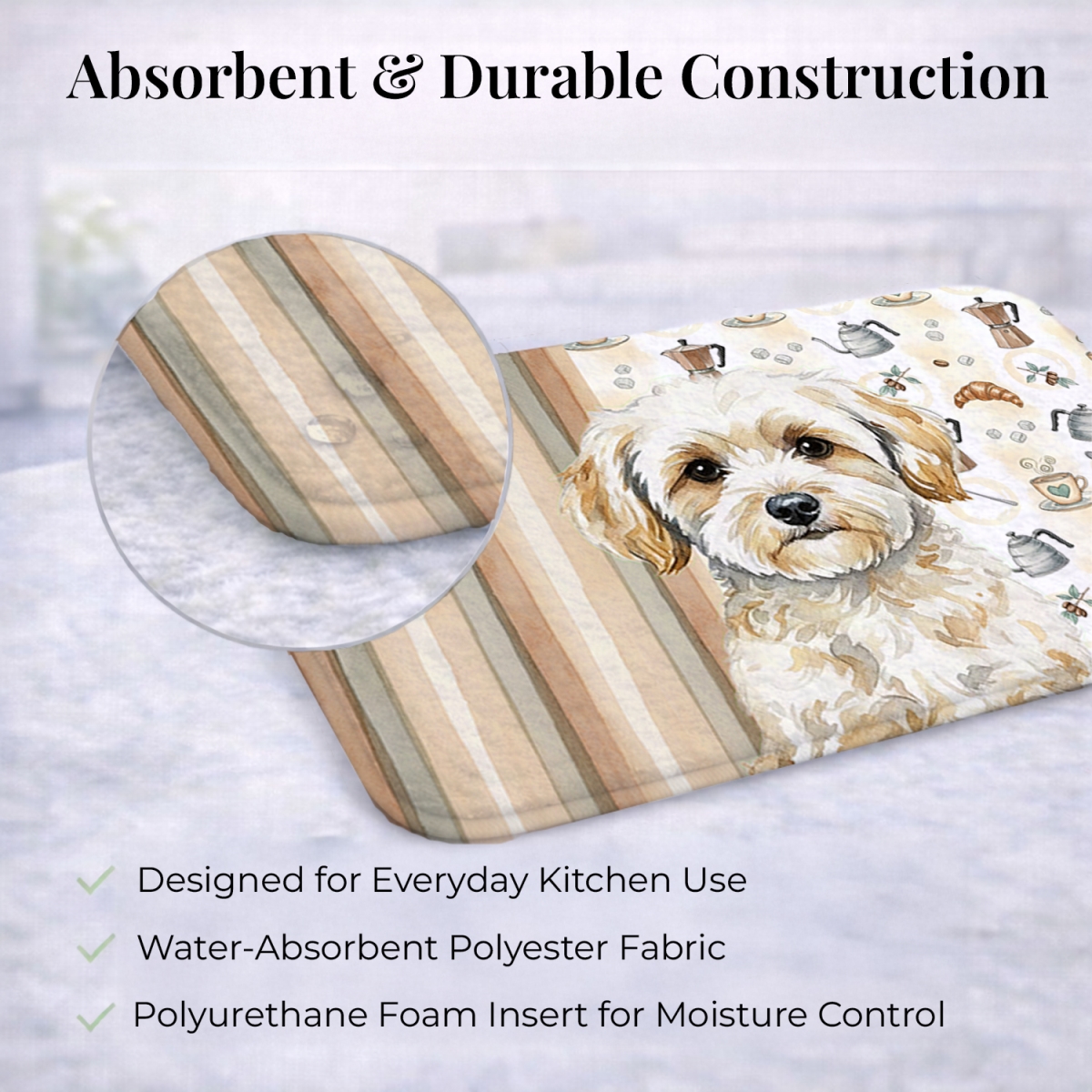 Picture of Carolines Treasures WDK7507DDM 21 x 14 in. Maltipoo Coffee Bar Dish Drying Mat