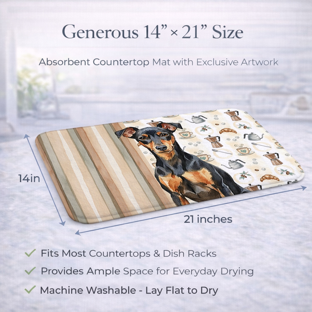 Picture of Carolines Treasures WDK7508DDM 21 x 14 in. Manchester Terrier Coffee Bar Dish Drying Mat