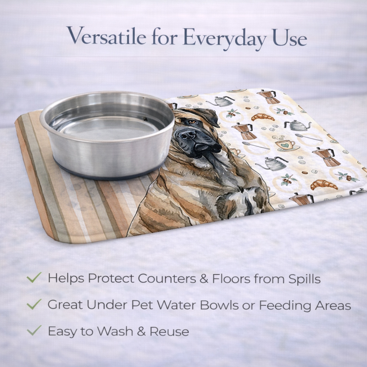 Picture of Carolines Treasures WDK7509DDM 21 x 14 in. Brindle Mastiff Coffee Bar Dish Drying Mat