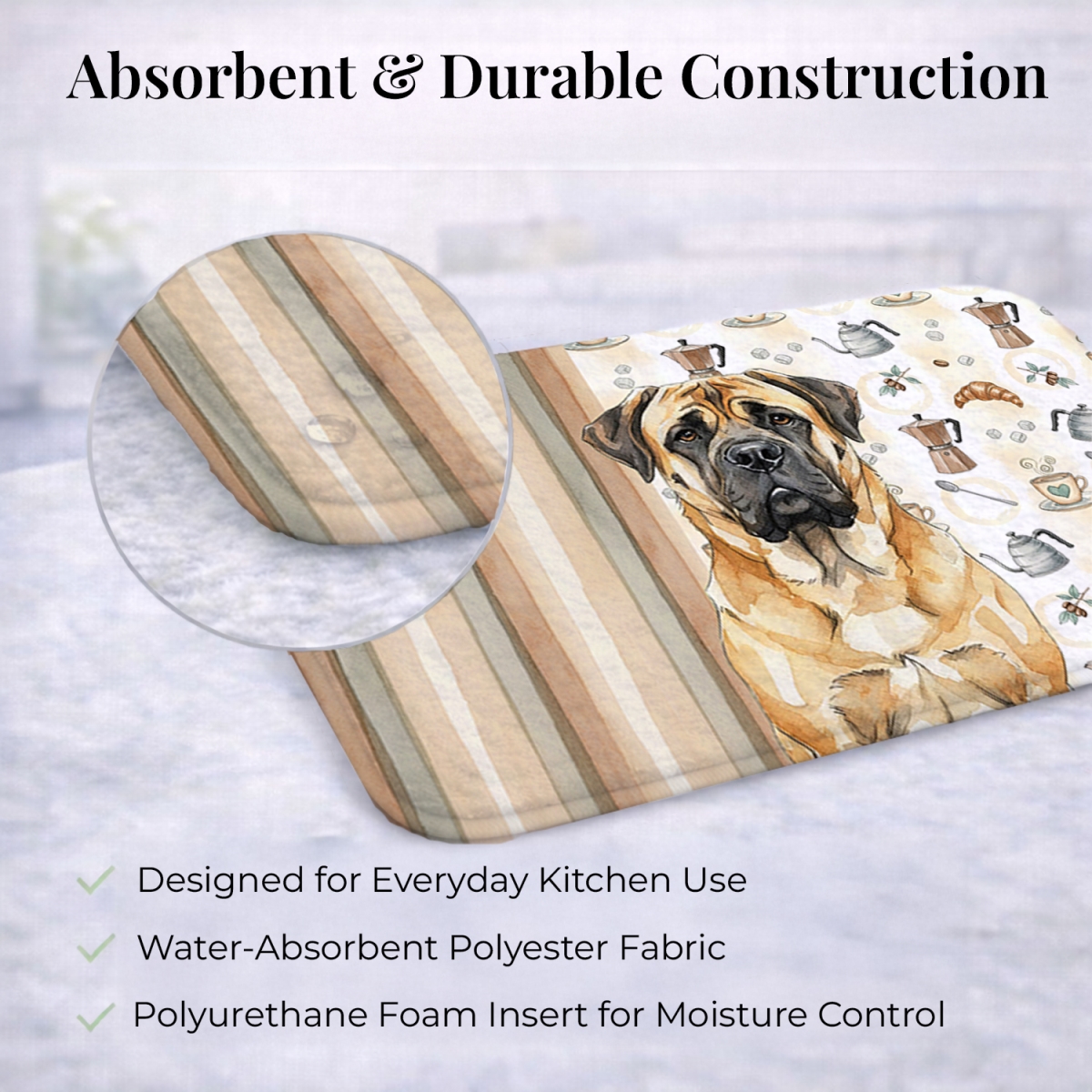 Picture of Carolines Treasures WDK7510DDM 21 x 14 in. Fawn Mastiff Coffee Bar Dish Drying Mat