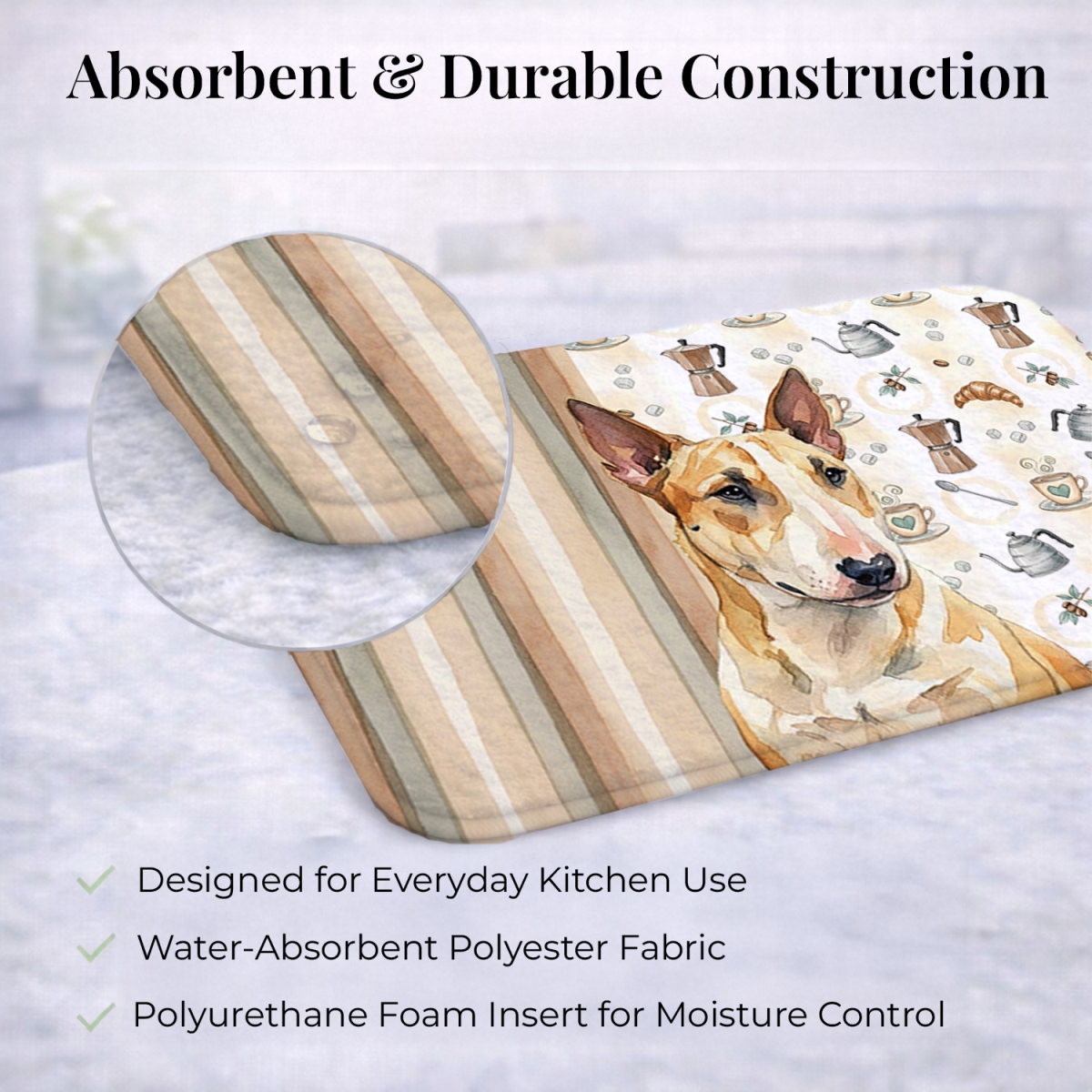 Picture of Carolines Treasures WDK7511DDM 21 x 14 in. Miniature Bull Terrier Coffee Bar Dish Drying Mat
