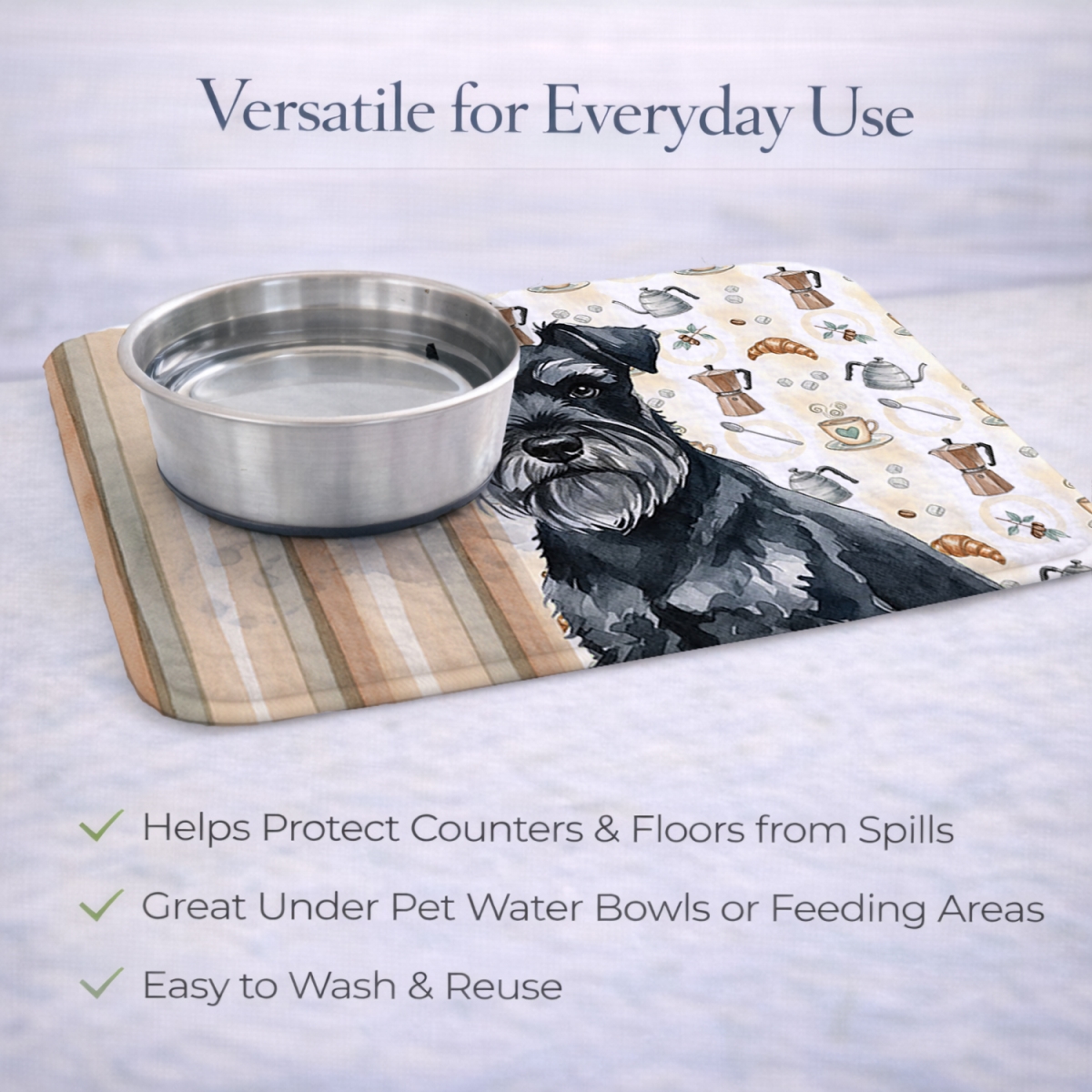 Picture of Carolines Treasures WDK7518DDM 21 x 14 in. Black Miniature Schnauzer Coffee Bar Dish Drying Mat