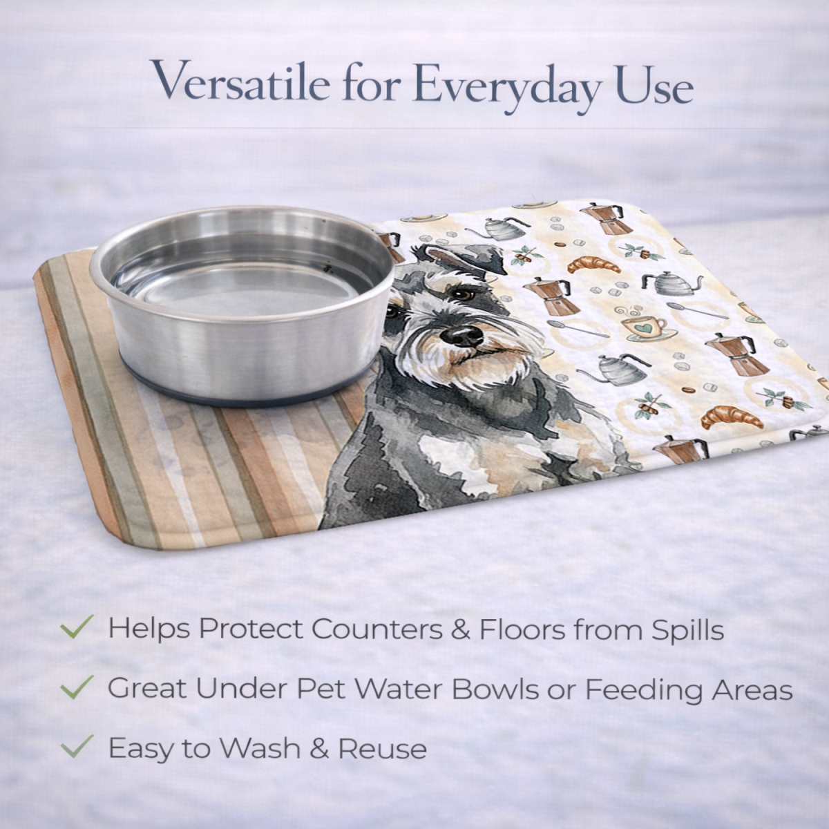 Picture of Carolines Treasures WDK7519DDM 21 x 14 in. Miniature Schnauzer Coffee Bar Dish Drying Mat