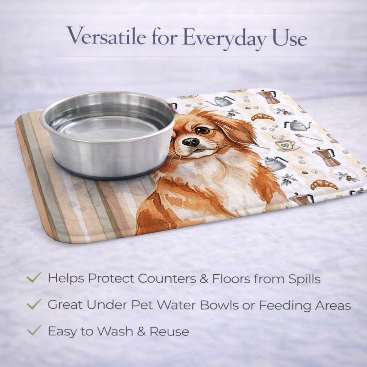 Picture of Carolines Treasures WDK7642DDM 21 x 14 in. Red Tibetan Spaniel Coffee Bar Dish Drying Mat
