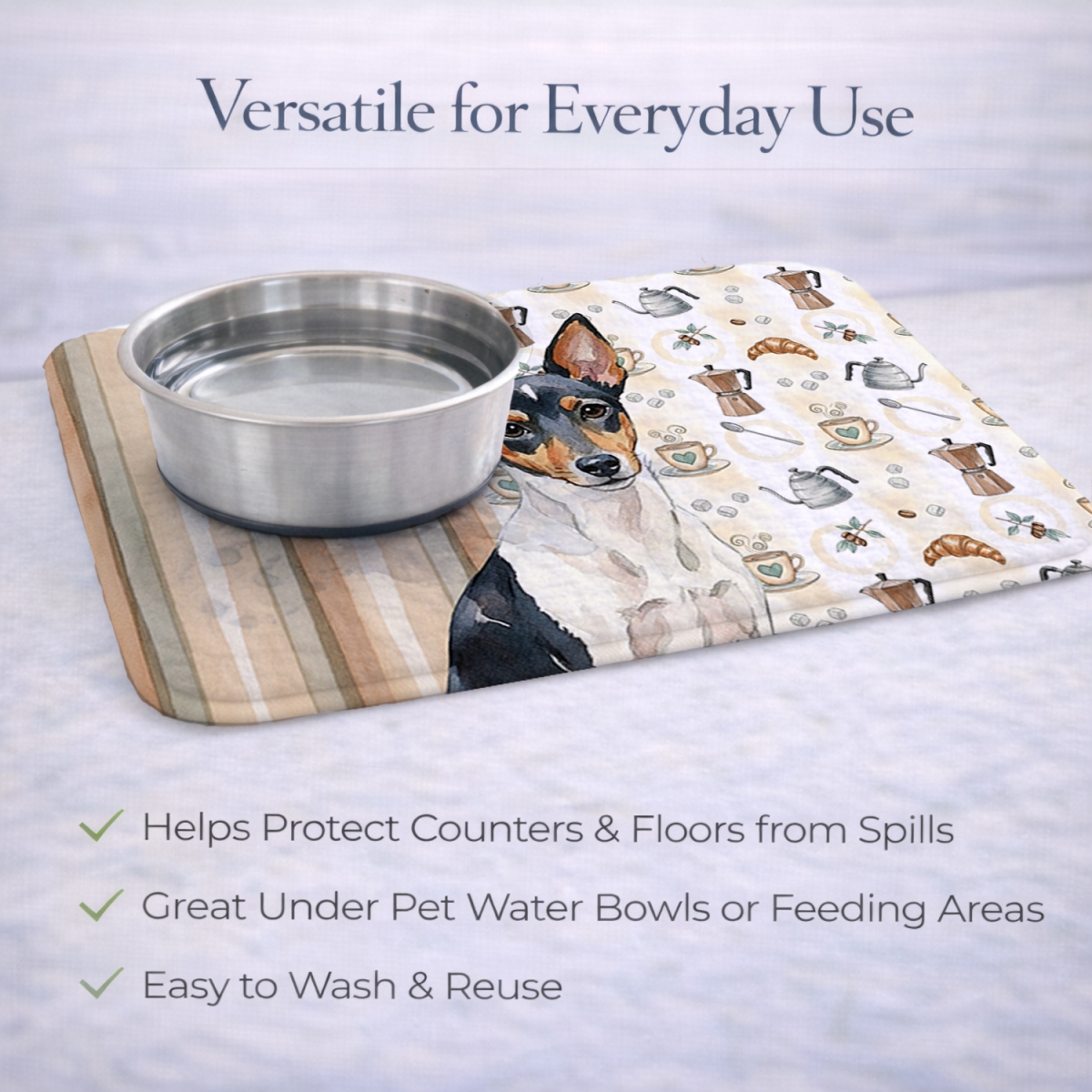 Picture of Carolines Treasures WDK7645DDM 21 x 14 in. Toy Fox Terrier Coffee Bar Dish Drying Mat