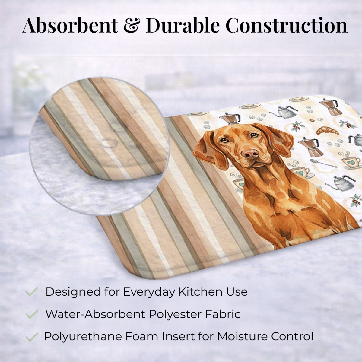 Picture of Carolines Treasures WDK7646DDM 21 x 14 in. Vizsla Coffee Bar Dish Drying Mat
