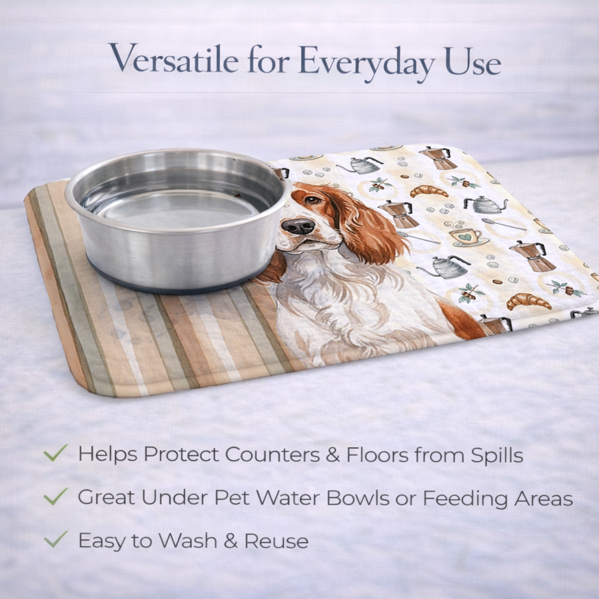 Picture of Carolines Treasures WDK7648DDM 21 x 14 in. Welsh Springer Spaniel Coffee Bar Dish Drying Mat