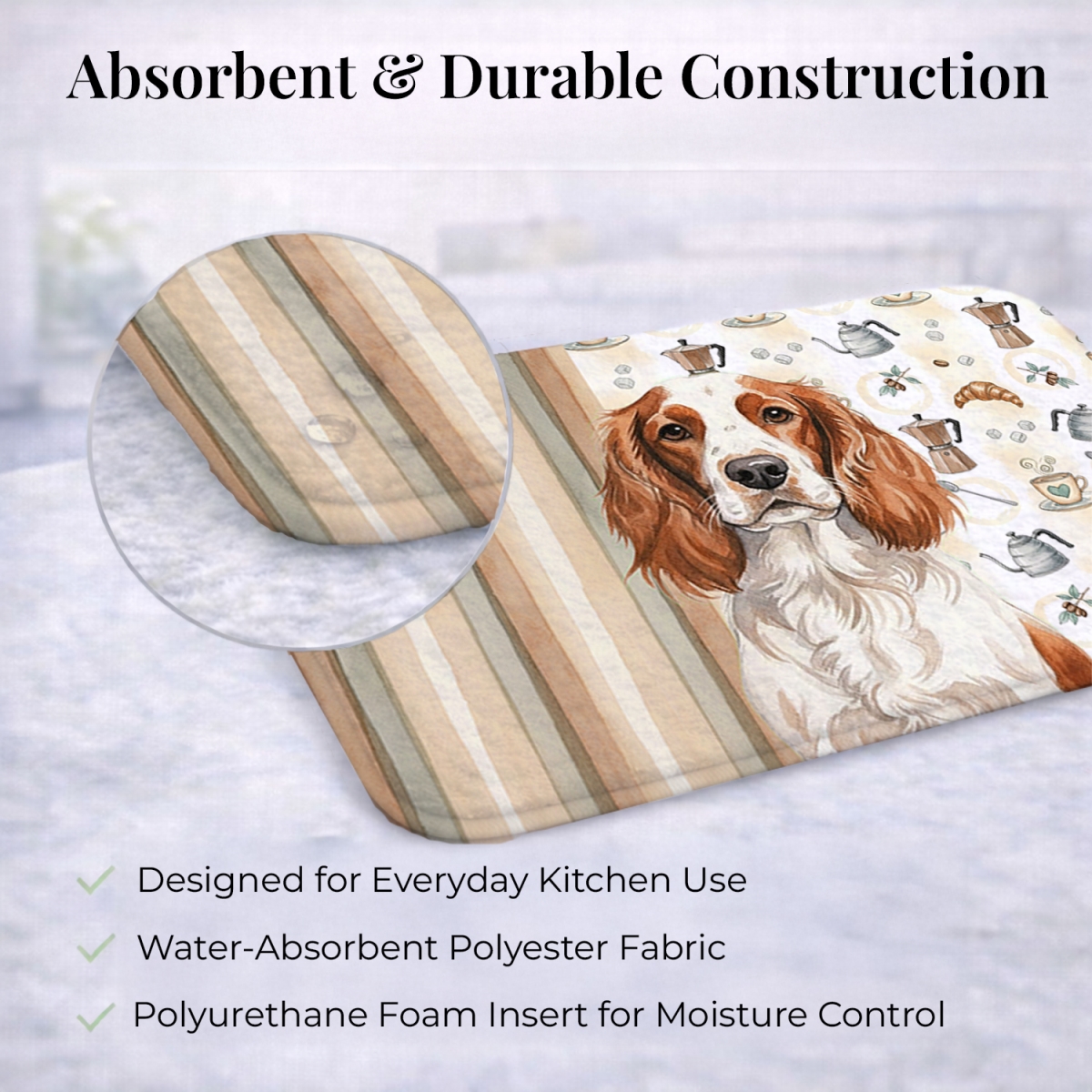 Picture of Carolines Treasures WDK7648DDM 21 x 14 in. Welsh Springer Spaniel Coffee Bar Dish Drying Mat