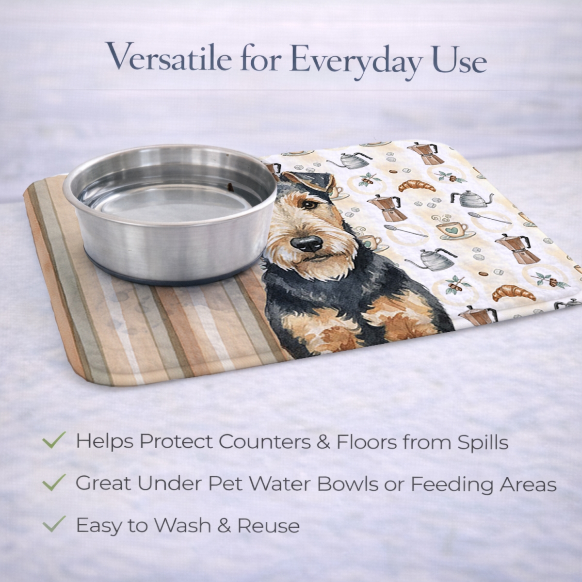 Picture of Carolines Treasures WDK7649DDM 21 x 14 in. Welsh Terrier Coffee Bar Dish Drying Mat