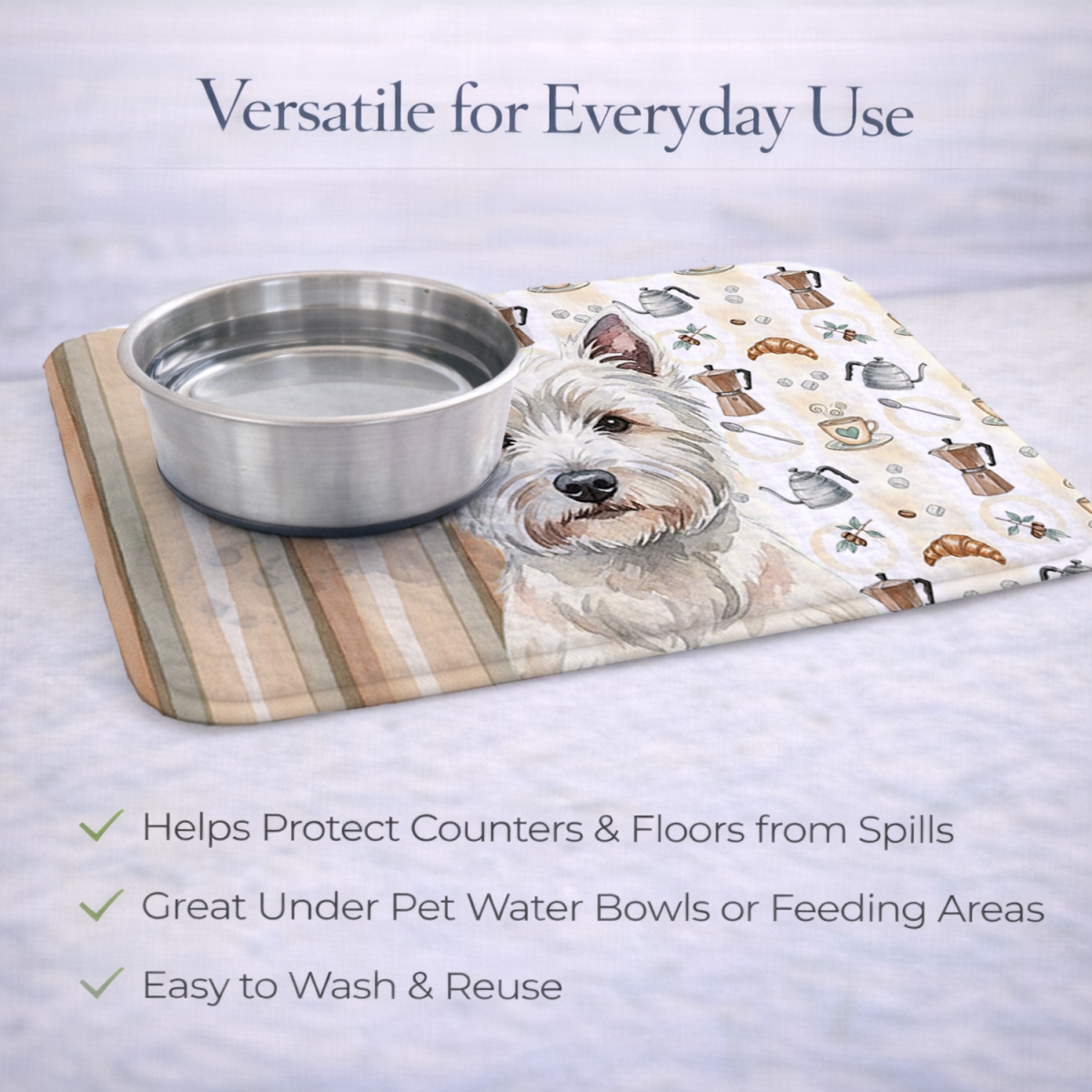 Picture of Carolines Treasures WDK7650DDM 21 x 14 in. Westie Coffee Bar Dish Drying Mat