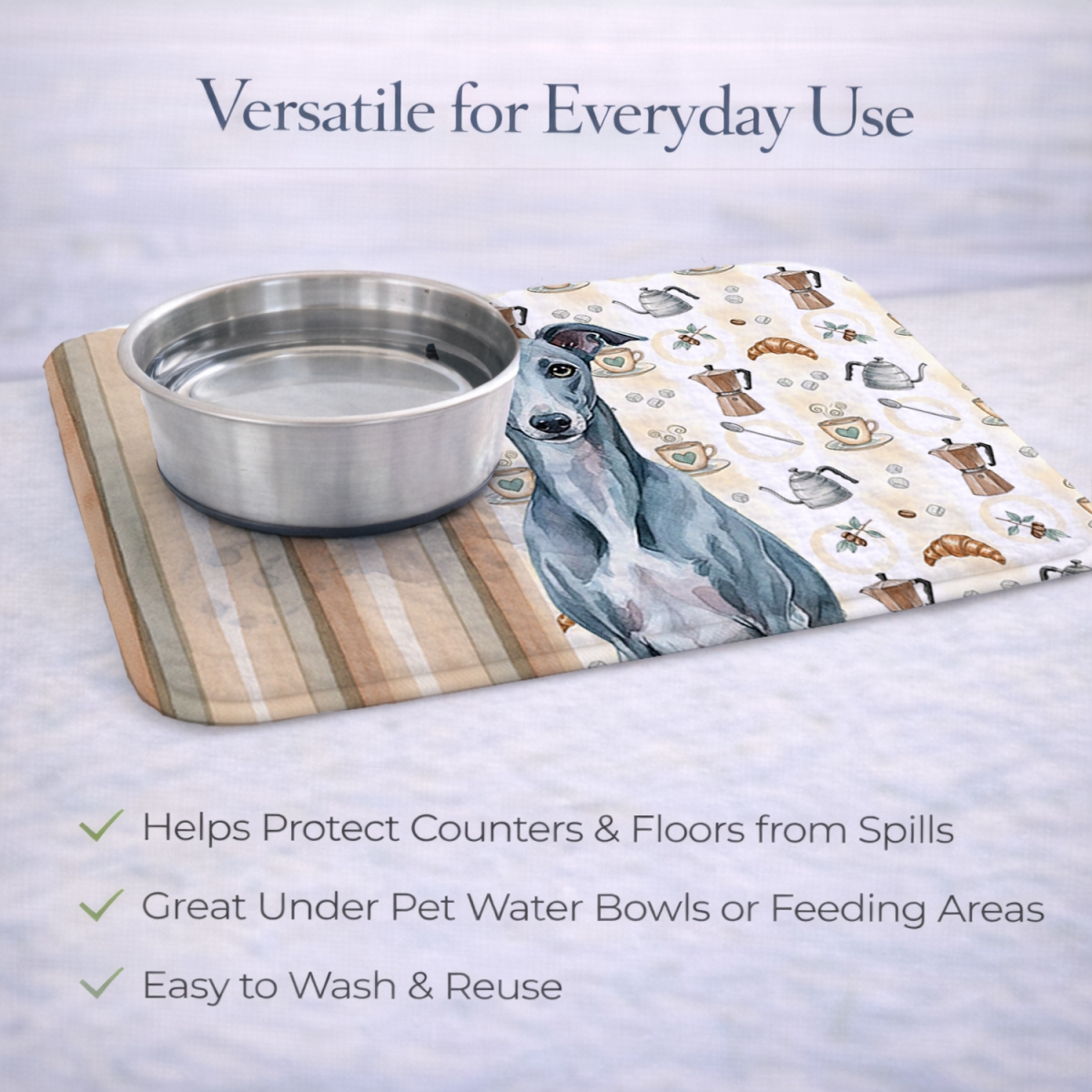 Picture of Carolines Treasures WDK7652DDM 21 x 14 in. Blue Whippet Coffee Bar Dish Drying Mat