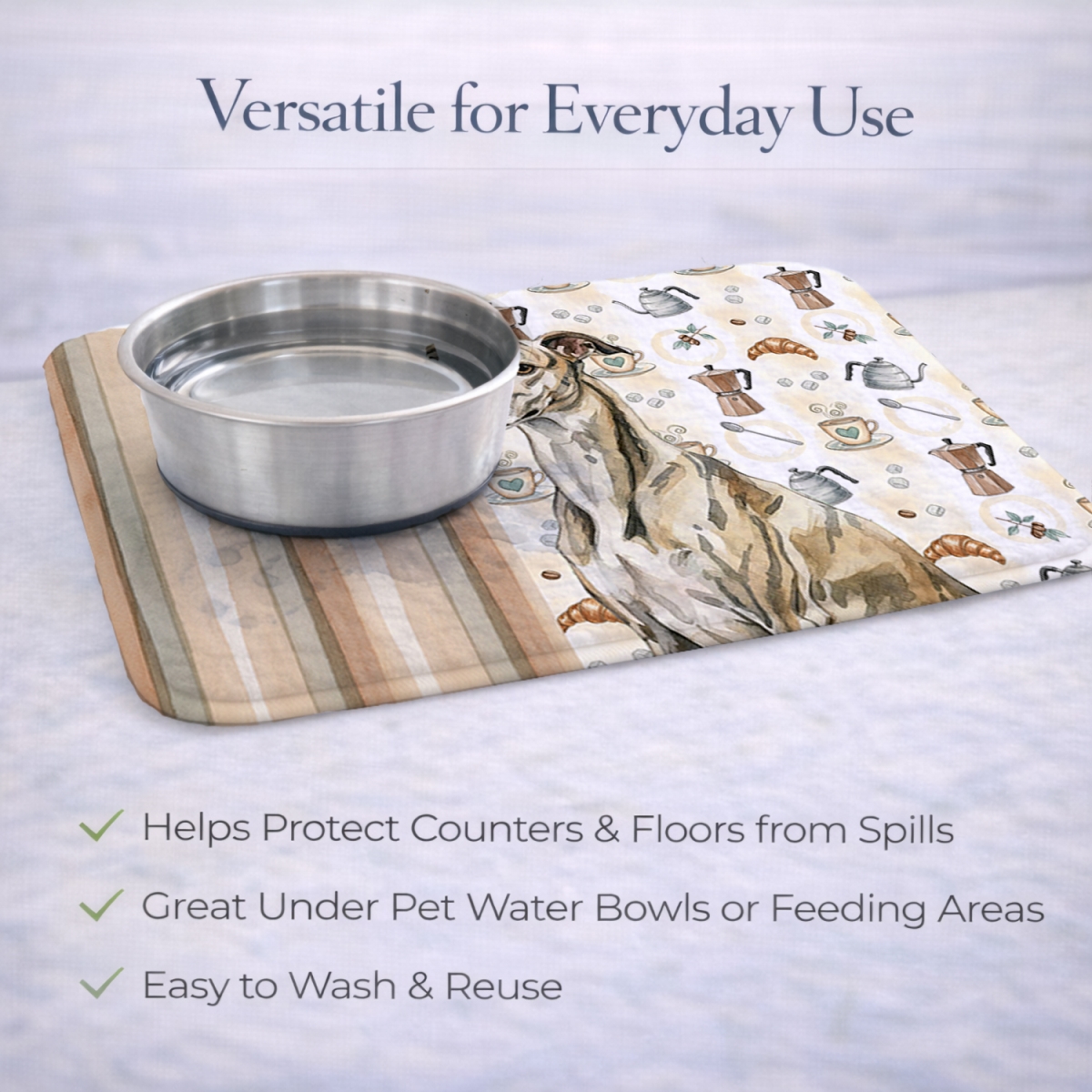 Picture of Carolines Treasures WDK7653DDM 21 x 14 in. Brindle Whippet Coffee Bar Dish Drying Mat