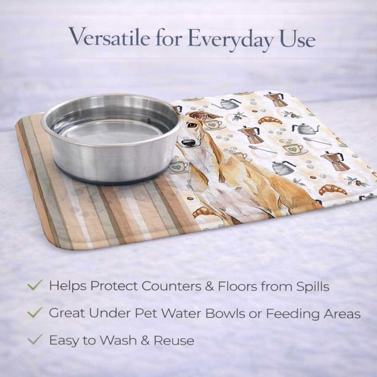 Picture of Carolines Treasures WDK7654DDM 21 x 14 in. Fawn Whippet Coffee Bar Dish Drying Mat