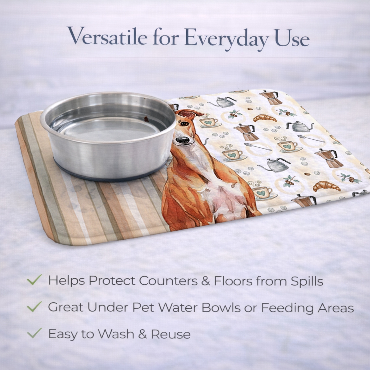 Picture of Carolines Treasures WDK7655DDM 21 x 14 in. Red Whippet Coffee Bar Dish Drying Mat