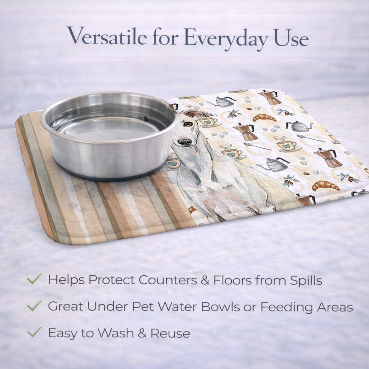 Picture of Carolines Treasures WDK7656DDM 21 x 14 in. White Whippet Coffee Bar Dish Drying Mat