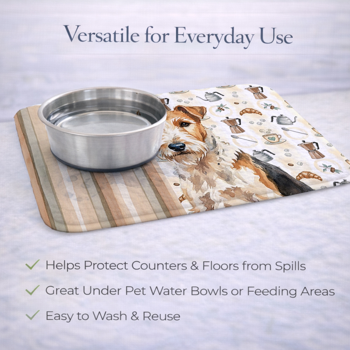 Picture of Carolines Treasures WDK7657DDM 21 x 14 in. Wire Fox Terrier Coffee Bar Dish Drying Mat