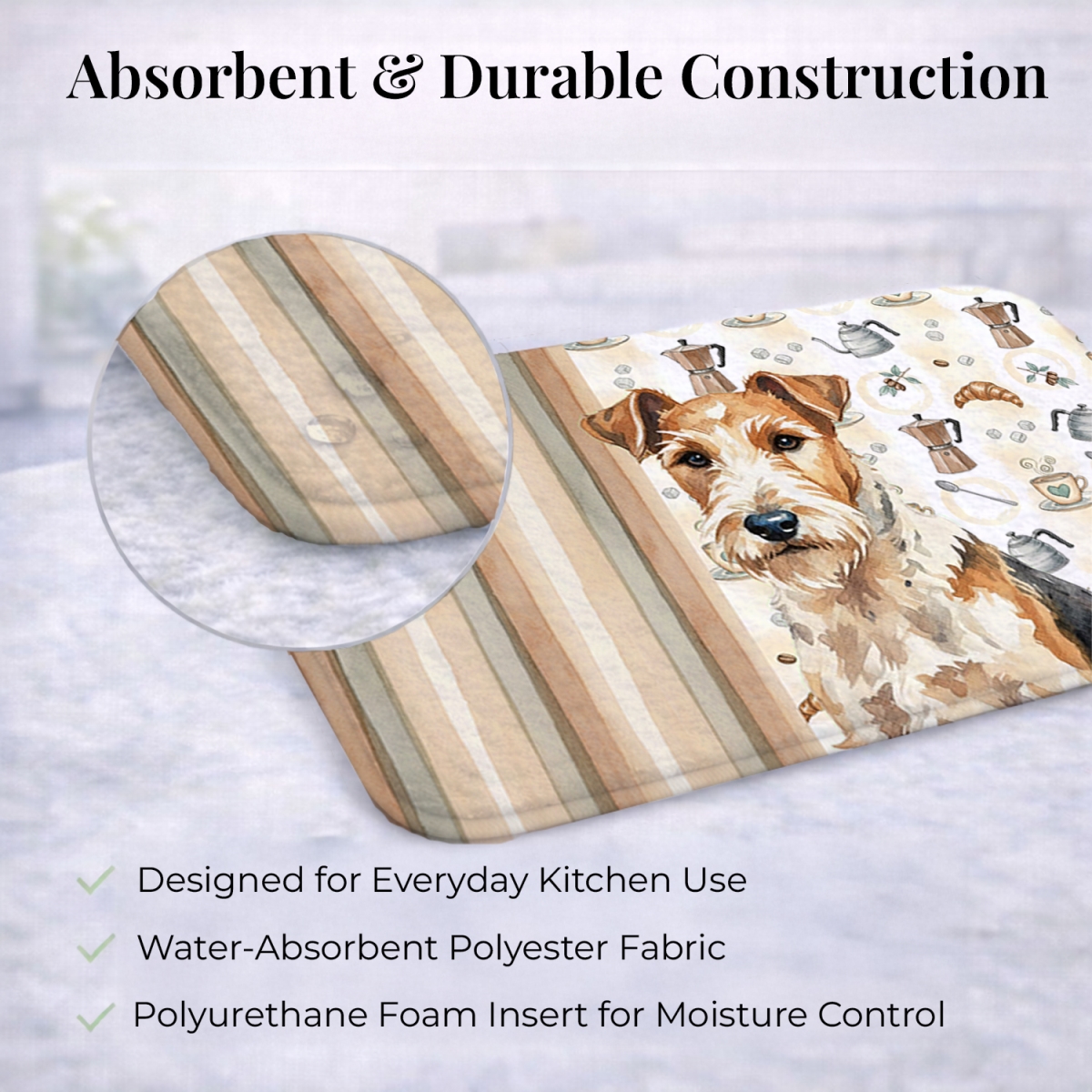 Picture of Carolines Treasures WDK7657DDM 21 x 14 in. Wire Fox Terrier Coffee Bar Dish Drying Mat