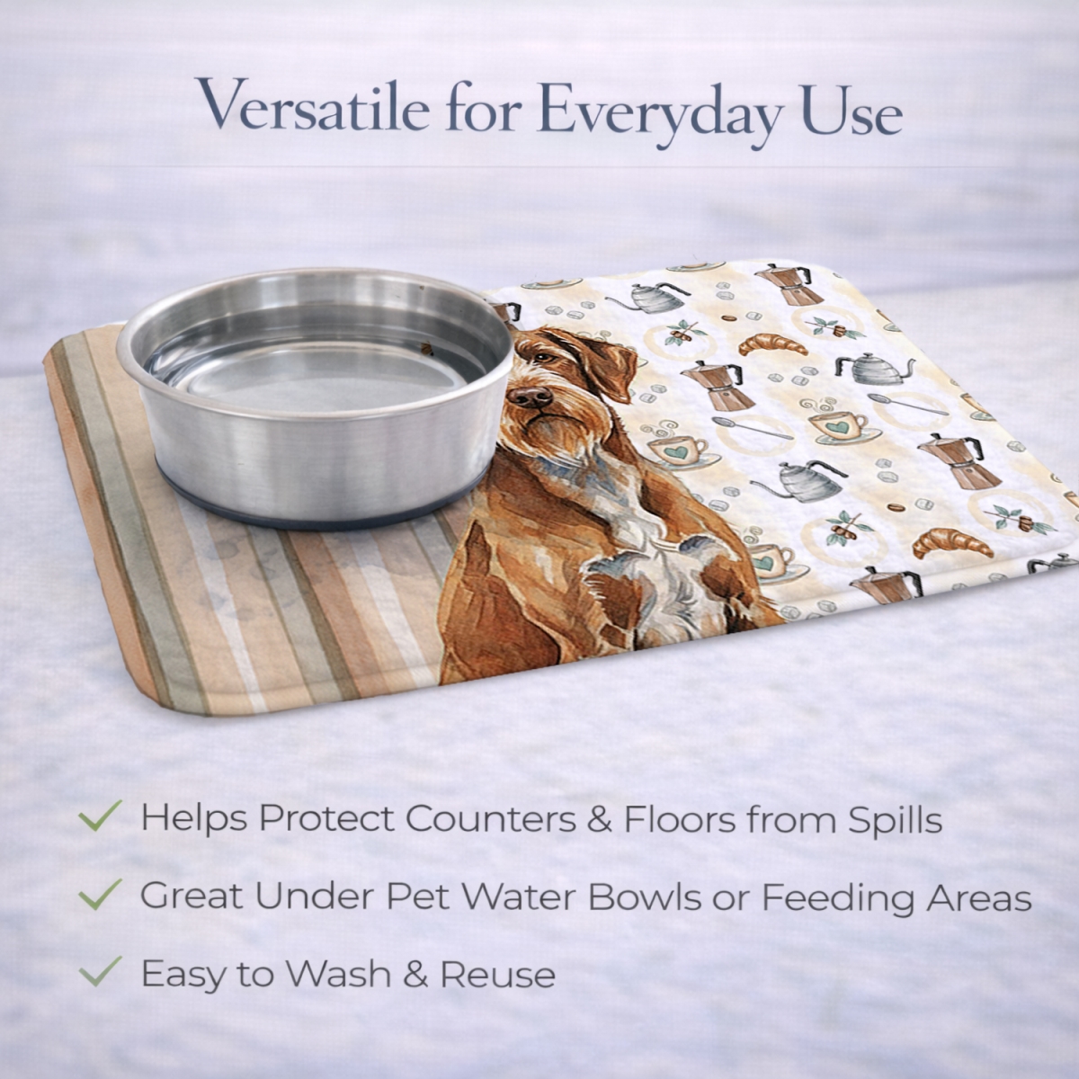 Picture of Carolines Treasures WDK7658DDM 21 x 14 in. Wirehaired Pointing Griffon Coffee Bar Dish Drying Mat