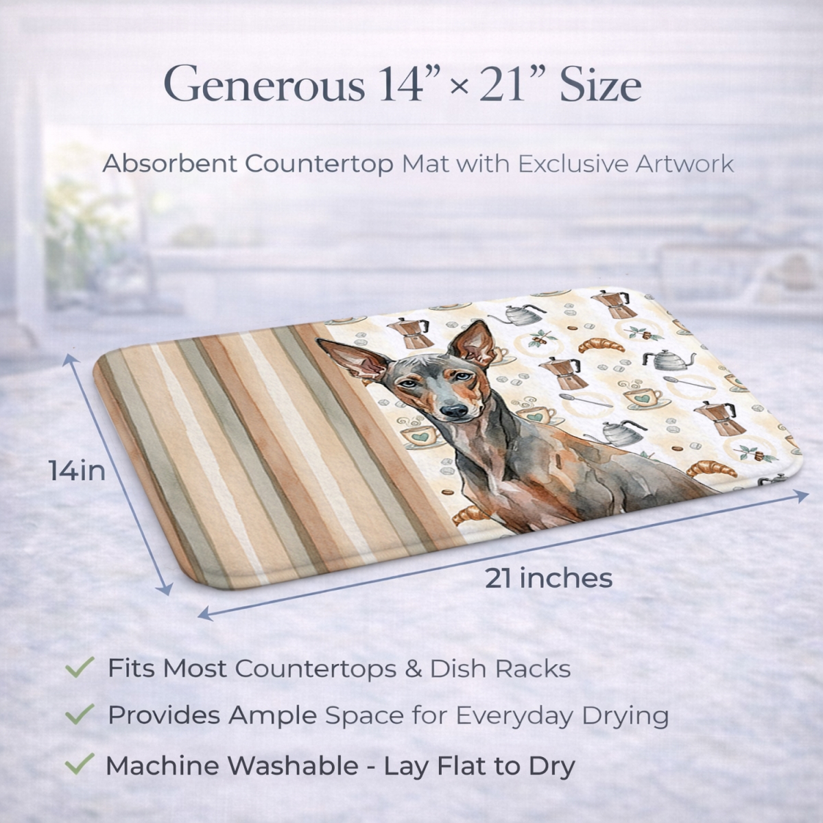 Picture of Carolines Treasures WDK7661DDM 21 x 14 in. Xoloitzcuintli Coffee Bar Dish Drying Mat