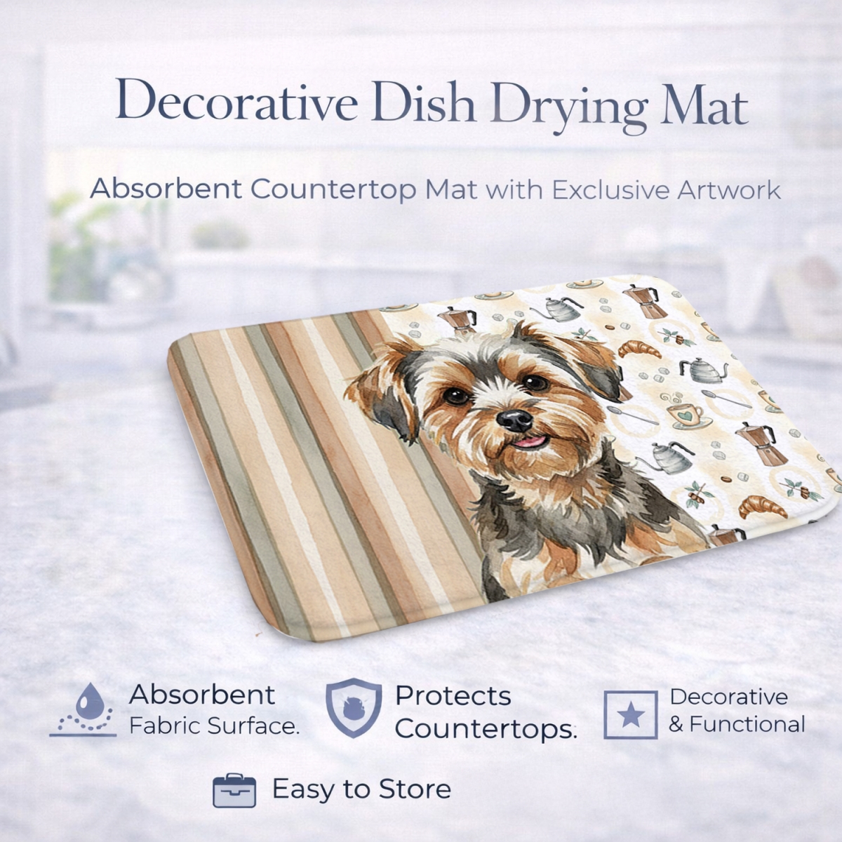 Picture of Carolines Treasures WDK7662DDM 21 x 14 in. Yorkiepoo Coffee Bar Dish Drying Mat