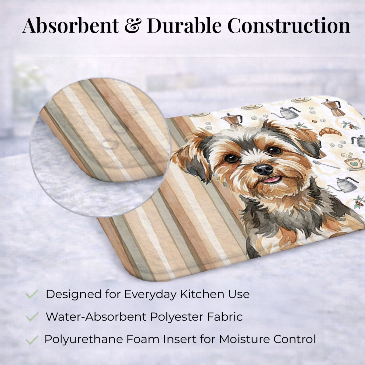 Picture of Carolines Treasures WDK7662DDM 21 x 14 in. Yorkiepoo Coffee Bar Dish Drying Mat