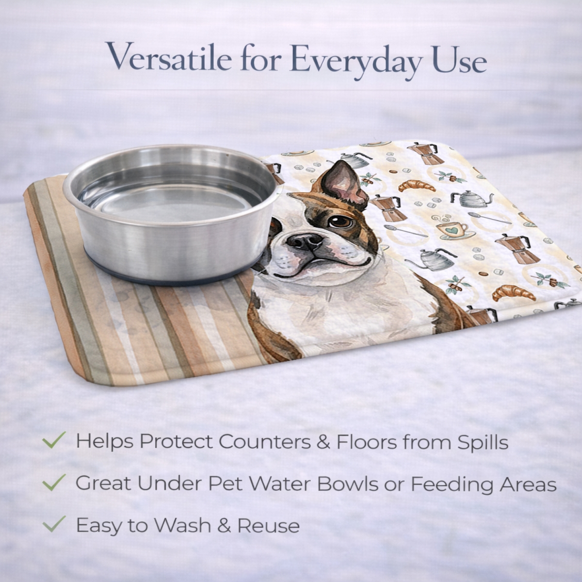 Picture of Carolines Treasures WDK7331DDM 21 x 14 in. Brindle Boston Terrier Coffee Bar Dish Drying Mat