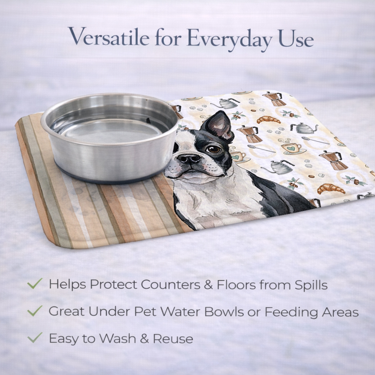 Picture of Carolines Treasures WDK7332DDM 21 x 14 in. Boston Terrier Coffee Bar Dish Drying Mat