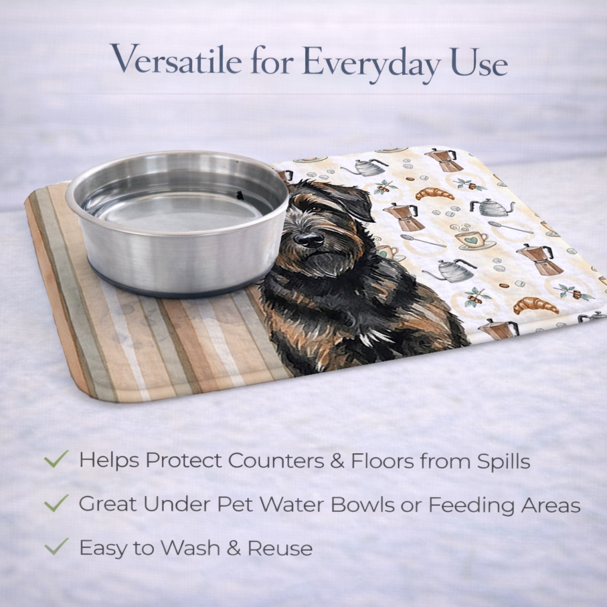 Picture of Carolines Treasures WDK7334DDM 21 x 14 in. Brindle Bouvier Des Flandres Coffee Bar Dish Drying Mat