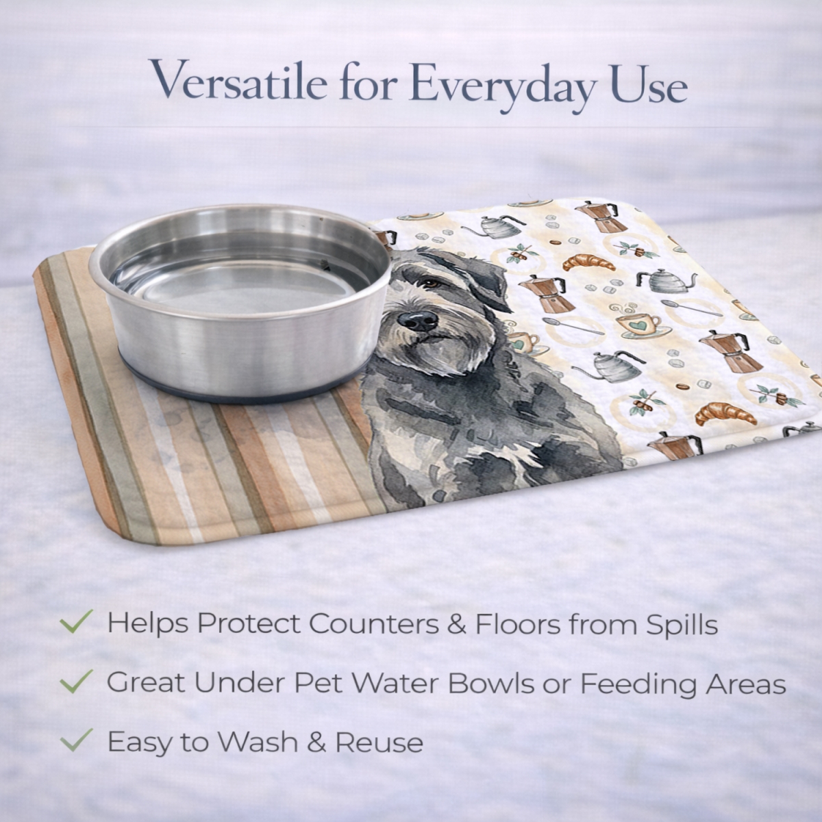 Picture of Carolines Treasures WDK7335DDM 21 x 14 in. Gray Bouvier Des Flandres Coffee Bar Dish Drying Mat