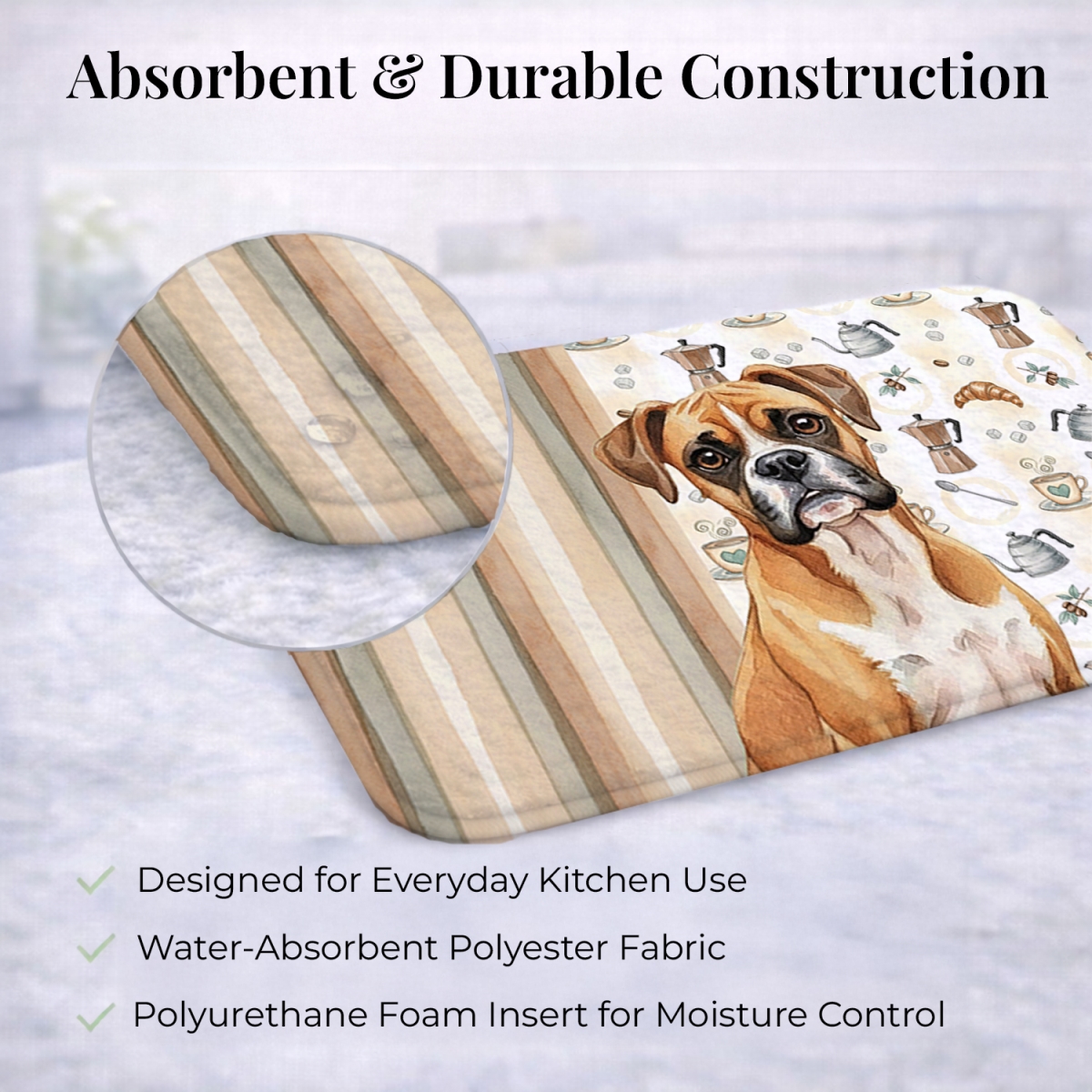 Picture of Carolines Treasures WDK7336DDM 21 x 14 in. Boxer Coffee Bar Dish Drying Mat
