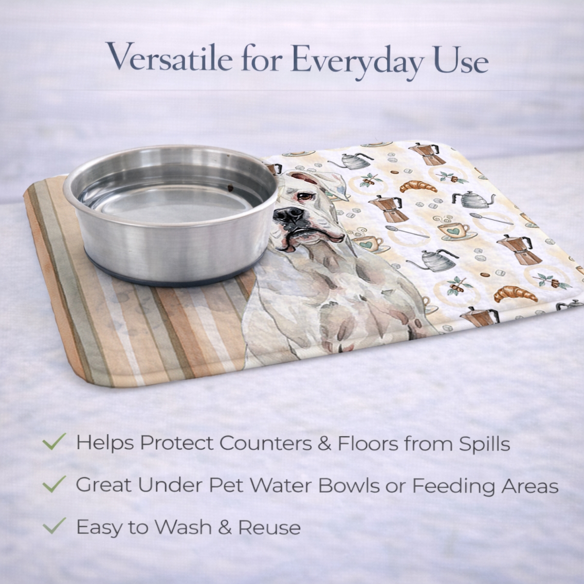 Picture of Carolines Treasures WDK7337DDM 21 x 14 in. White Boxer Coffee Bar Dish Drying Mat