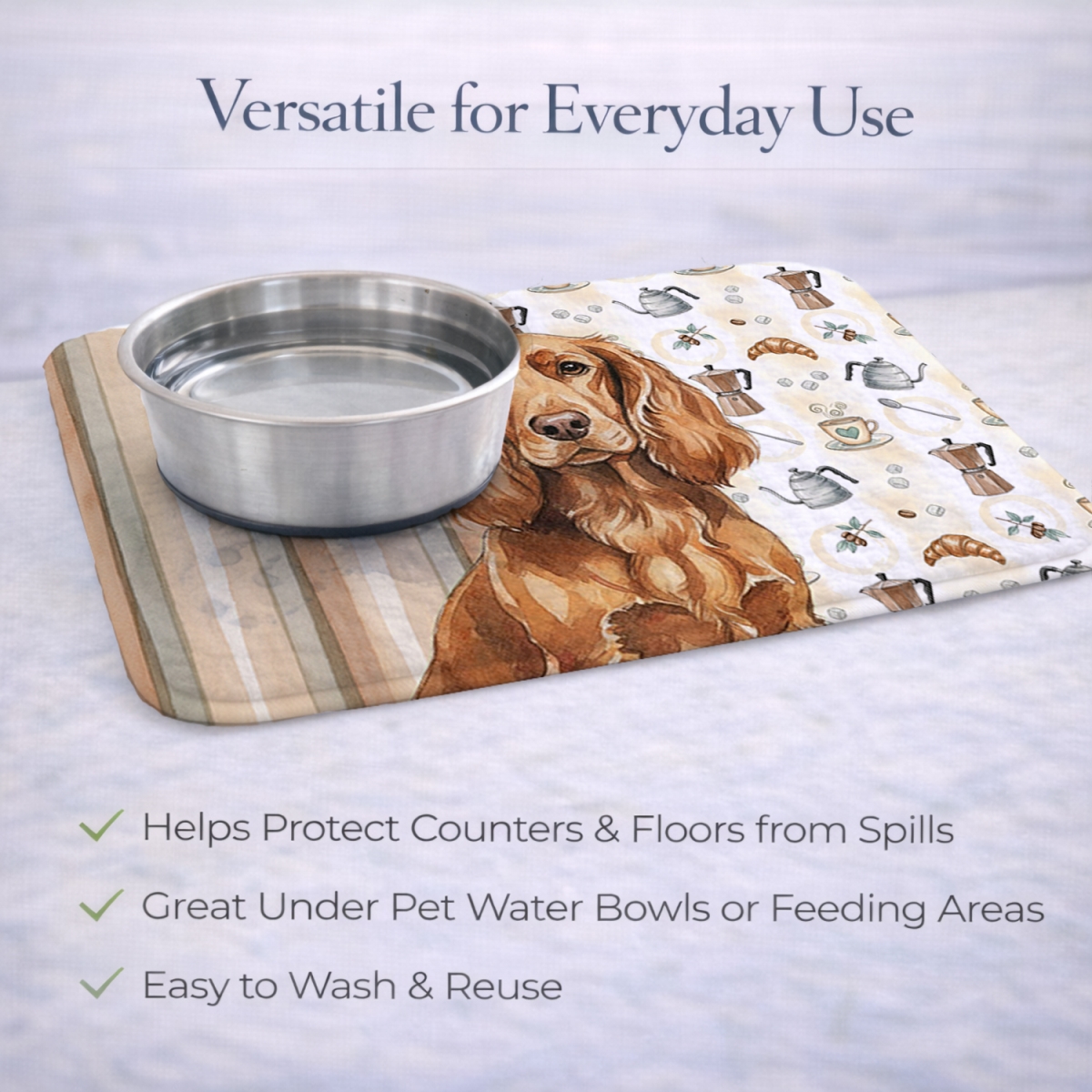 Picture of Carolines Treasures WDK7338DDM 21 x 14 in. Boykin Spaniel Coffee Bar Dish Drying Mat