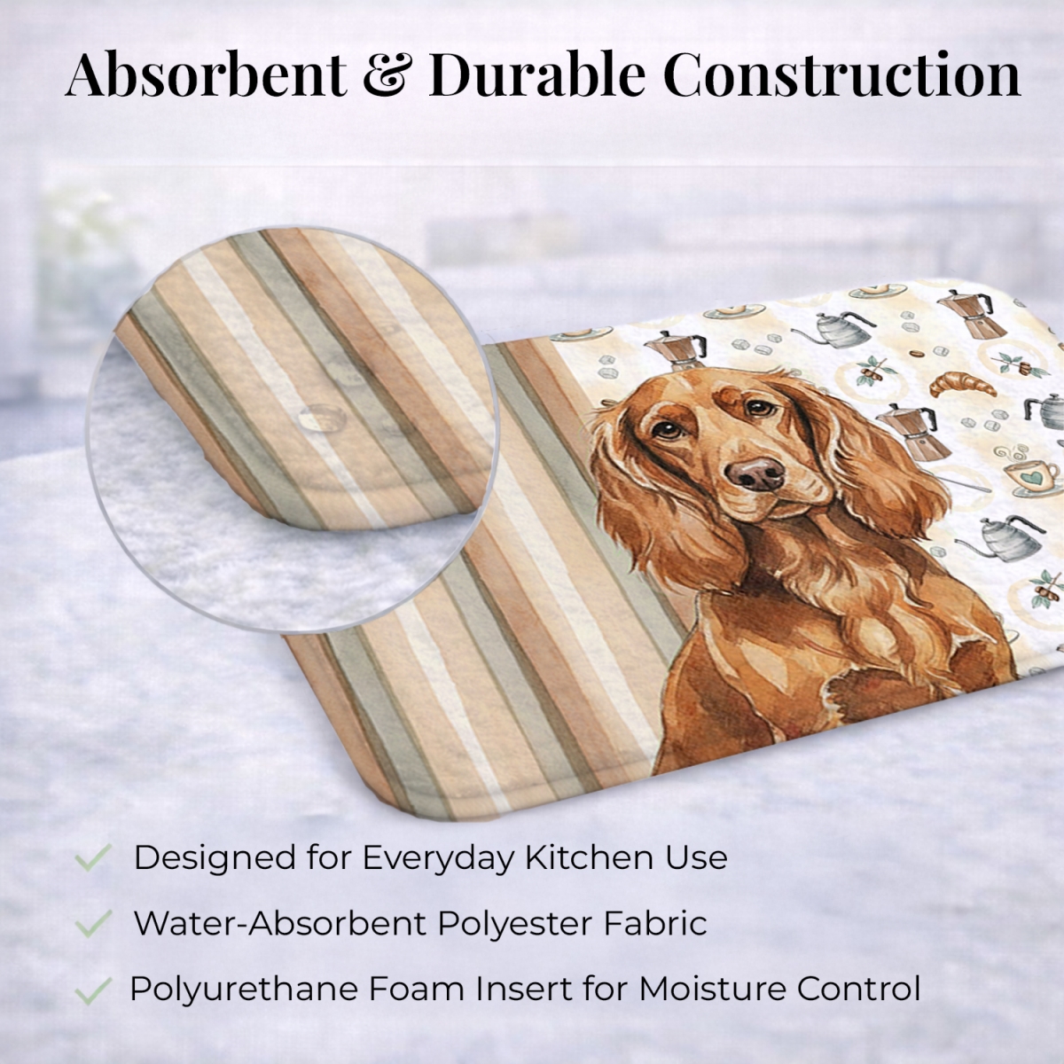 Picture of Carolines Treasures WDK7338DDM 21 x 14 in. Boykin Spaniel Coffee Bar Dish Drying Mat