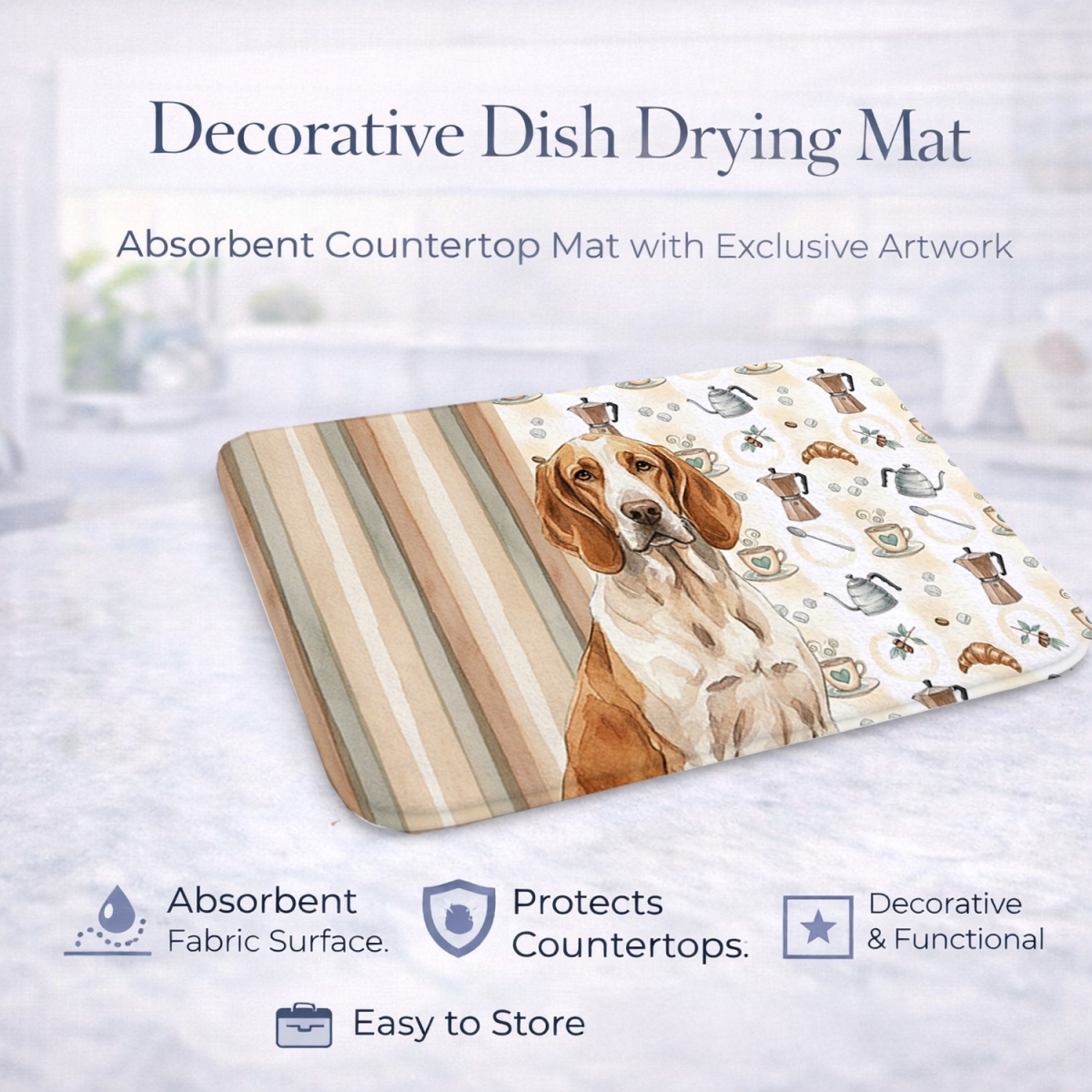 Picture of Carolines Treasures WDK7339DDM 21 x 14 in. Bracco Italiano Coffee Bar Dish Drying Mat