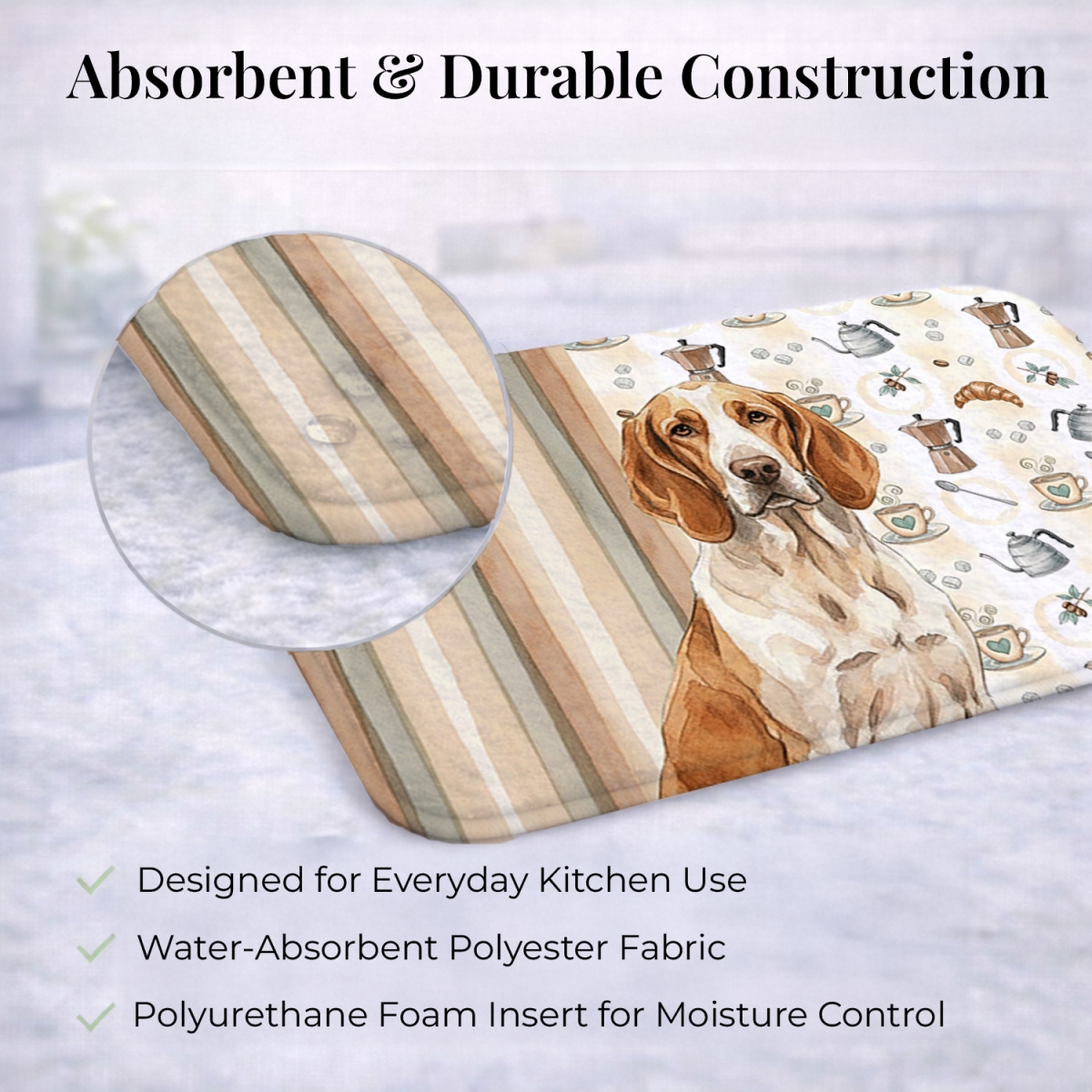 Picture of Carolines Treasures WDK7339DDM 21 x 14 in. Bracco Italiano Coffee Bar Dish Drying Mat