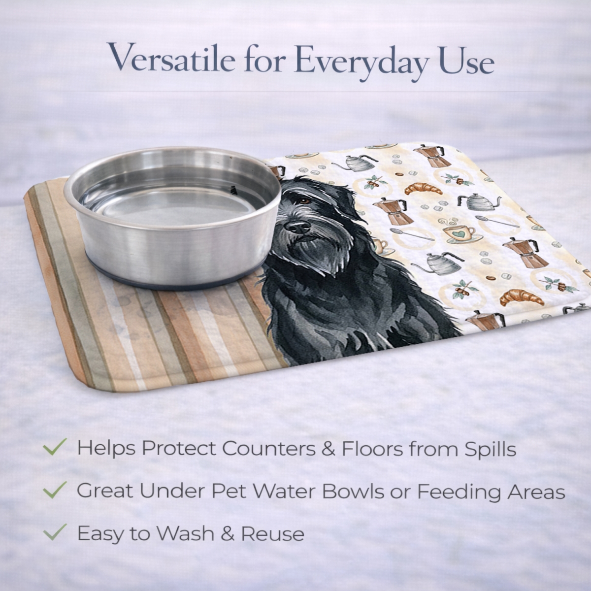 Picture of Carolines Treasures WDK7340DDM 21 x 14 in. Black Briard Coffee Bar Dish Drying Mat